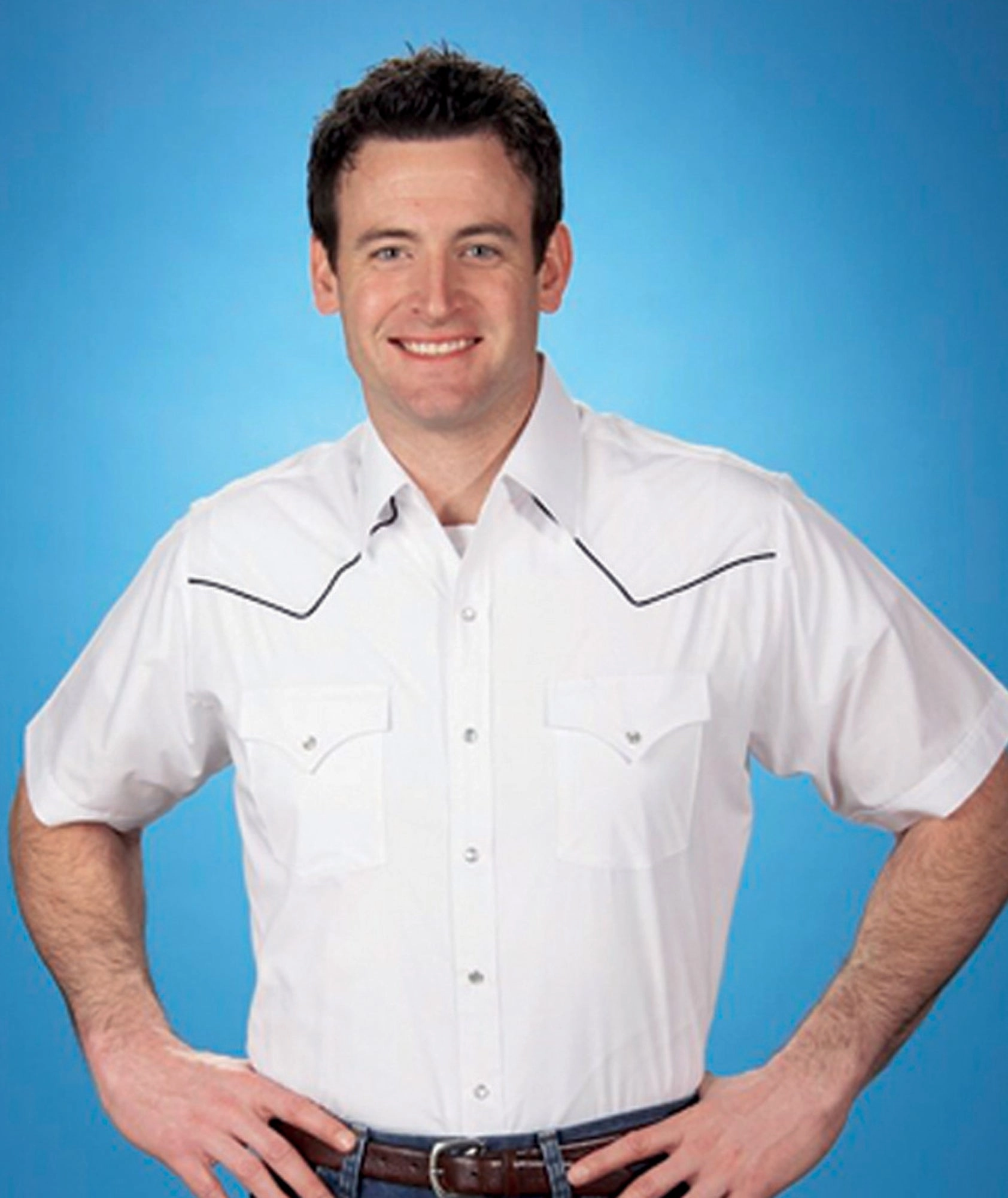 Refined Aesthetic Limited Edition Ely & Walker Mens Solid White Western Shirt S/S Poly/Cotton