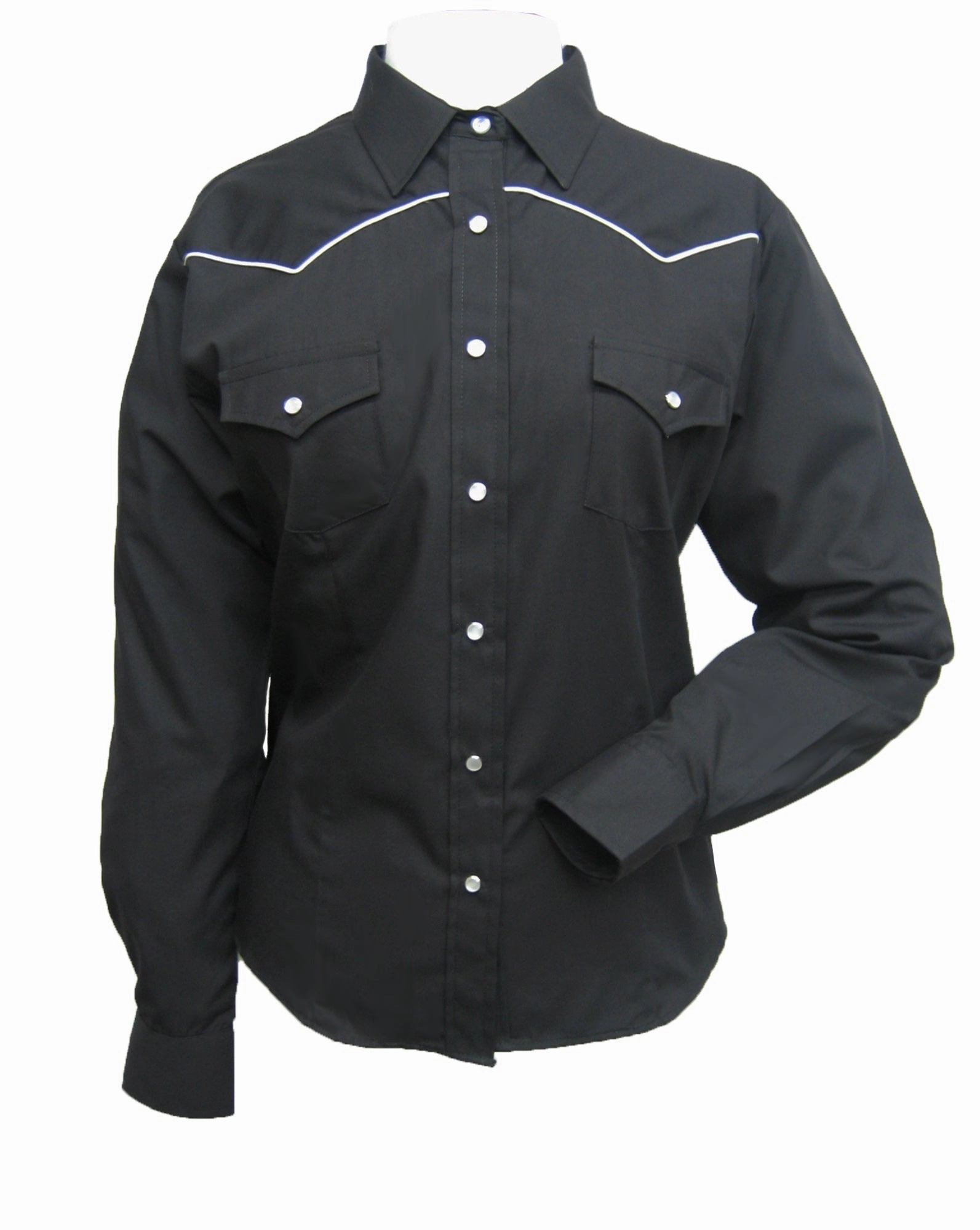 Neutral Tones Athleisure Trend Ely & Walker Womens Solid Black Western Shirt L/S Poly/Cotton