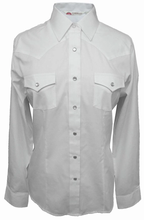 Ely & Walker Womens Solid White Western Shirt L/S Poly/Cotton Fashion Statement Fashion Forward
