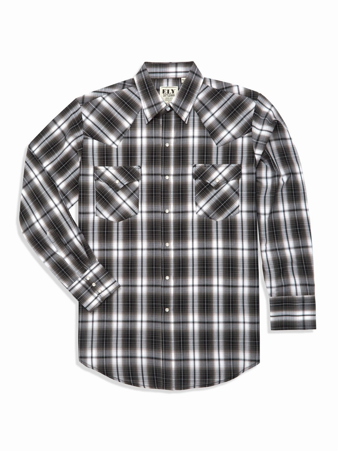 Gym Companion Ely and Walker Mens Plaid Snap Black Poly/Cotton L/S Shirt