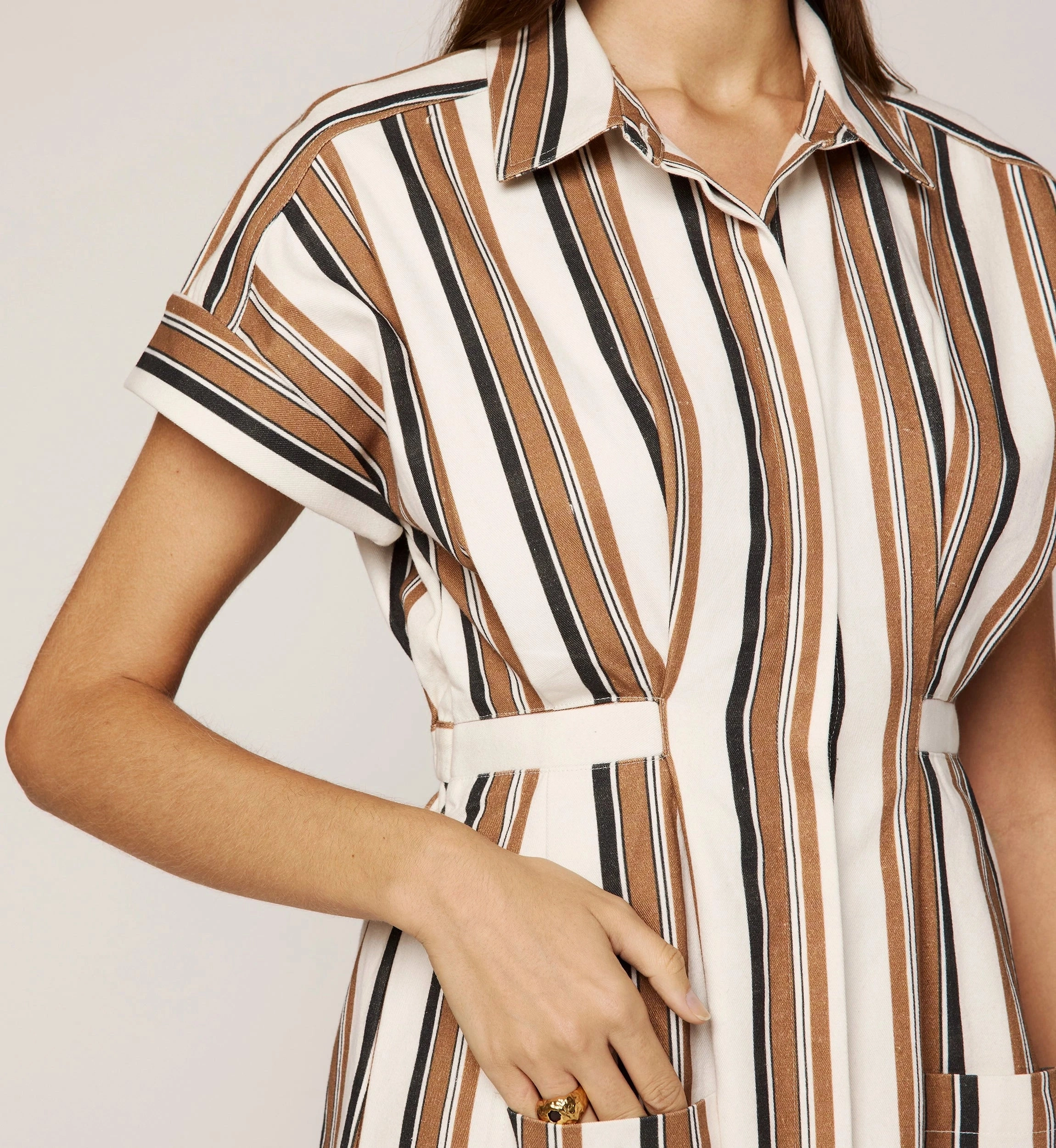 Bohemian style Gentle Motion Sable Mini Dress | Giatta Stripe