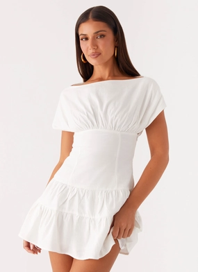 Ember Haze Boat Neck Mini Dress - Off White Tall Girl