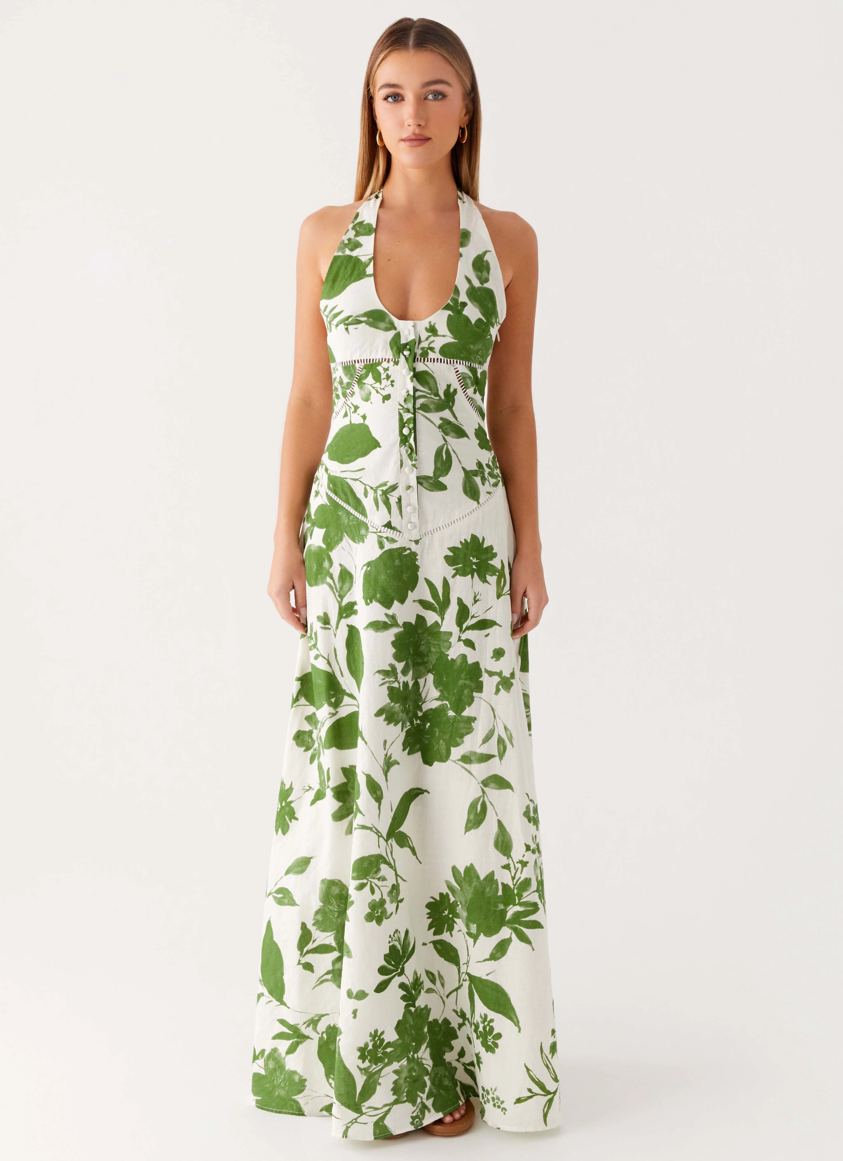 Ember Valley Maxi Dress - Verdant Bloom Texture Soft Casual Lines