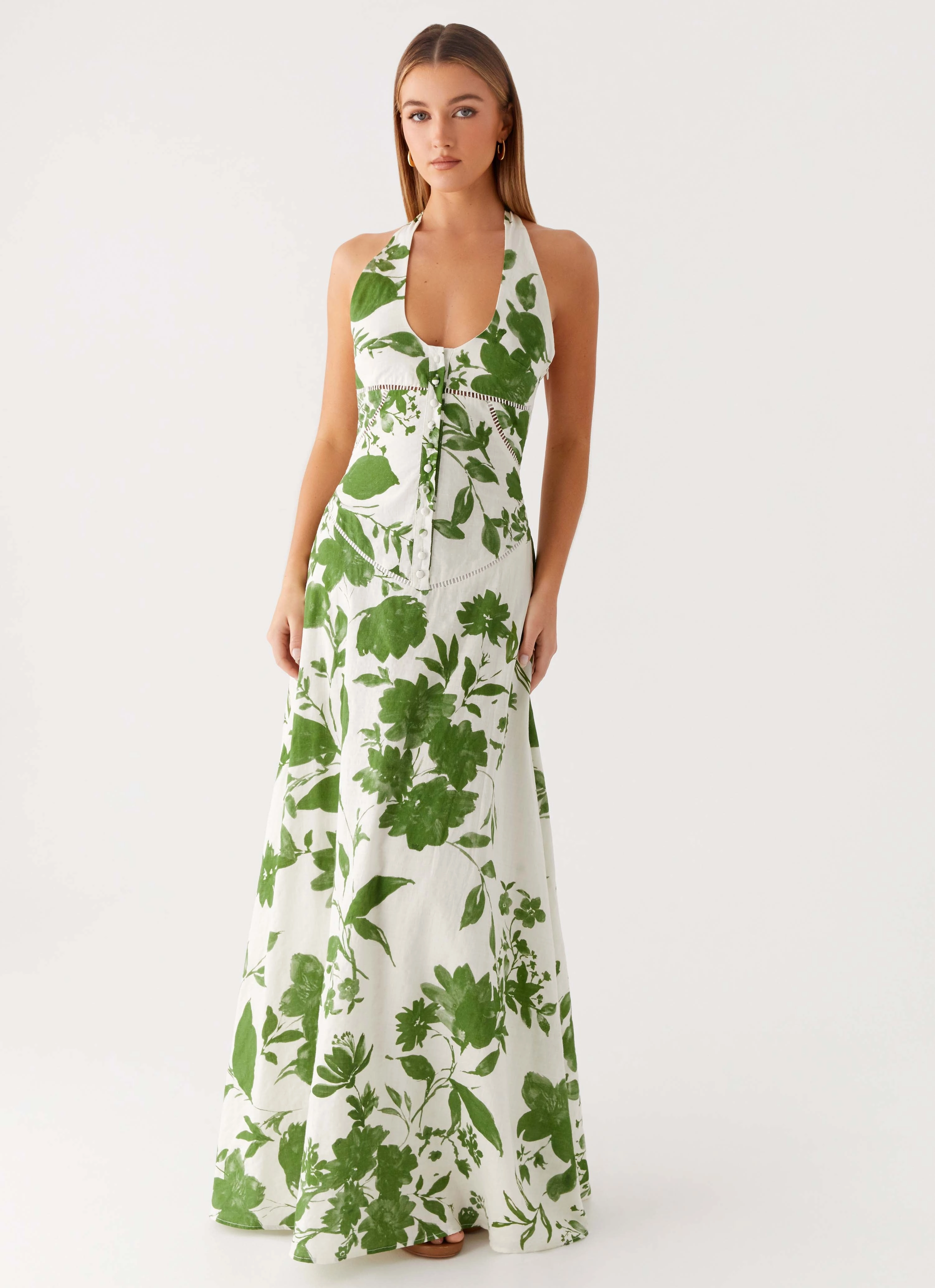 Ember Valley Maxi Dress - Verdant Bloom Understated Charm