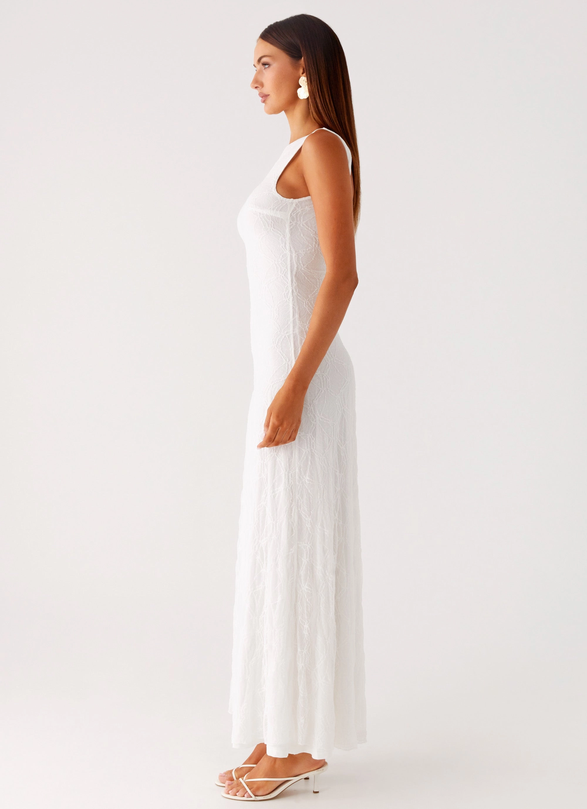 Light Sheen Layered Look Embrace The Sun Maxi Dress - White