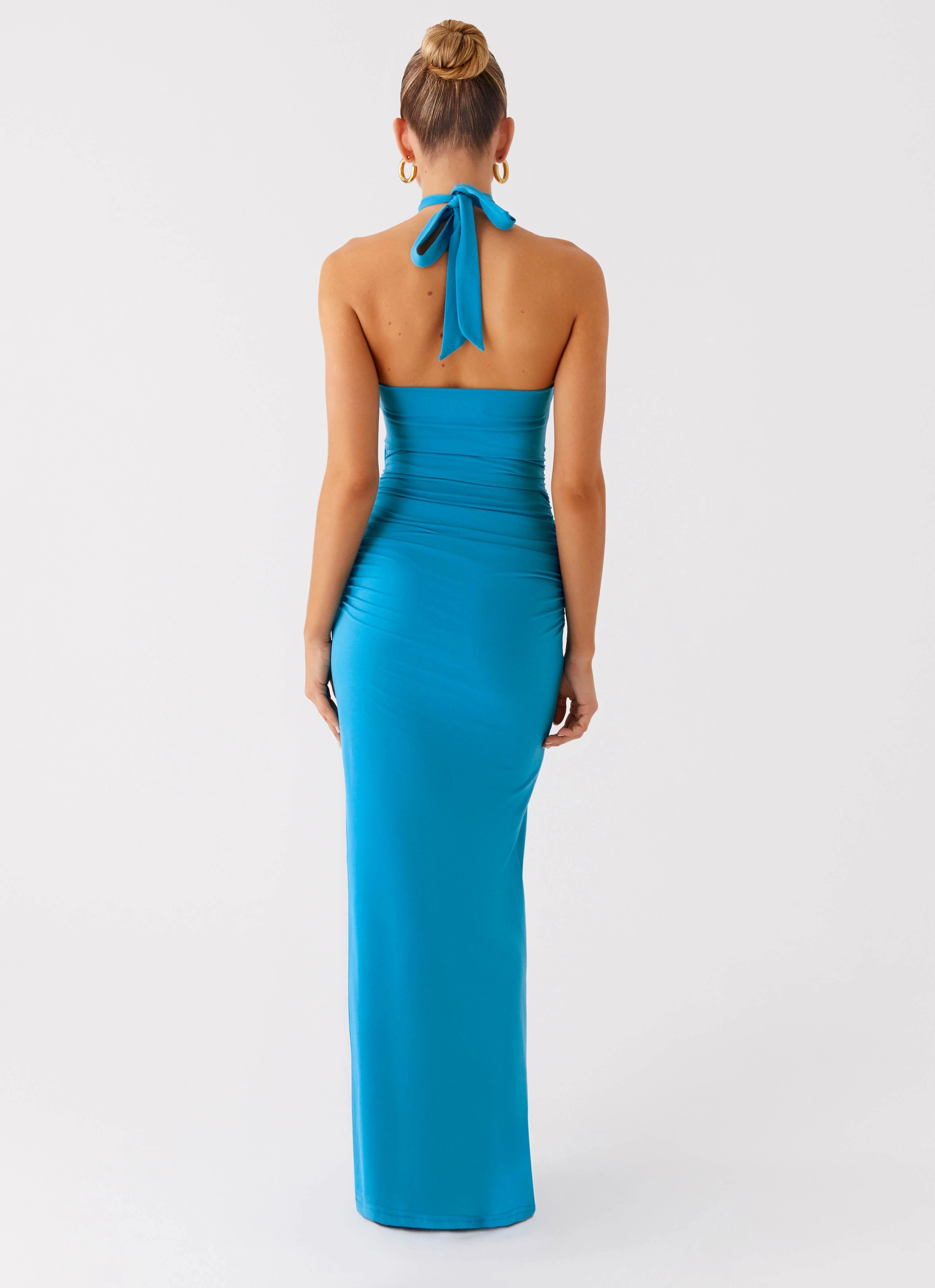 Chiquita Halter Maxi Dress - Turquoise Blue Urban Wear