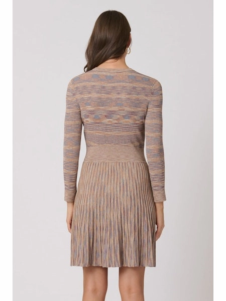 Elegance Glow Church Proper Martha Dress in Tan, Slate Blue & Umber