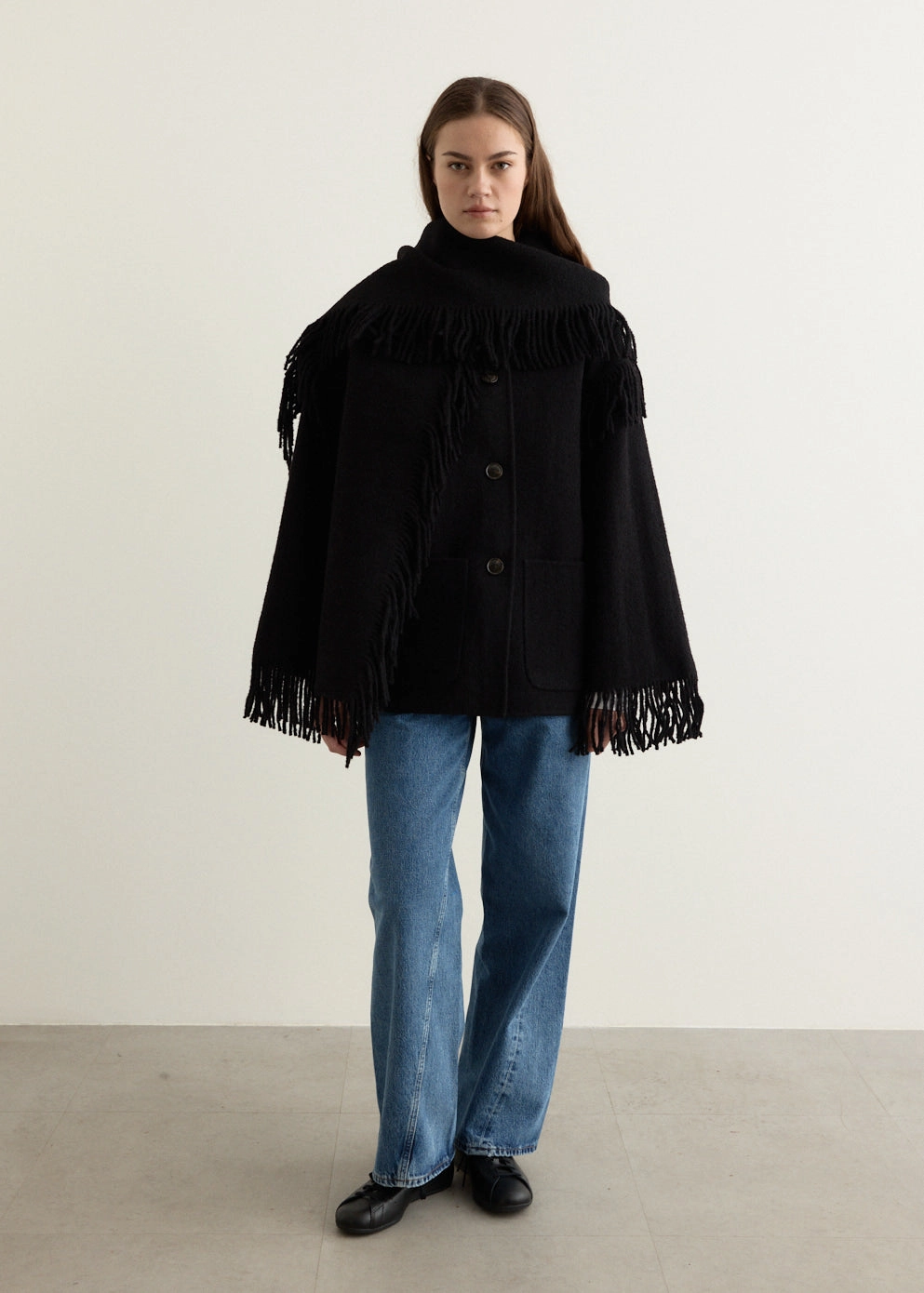 Embroidered Scarf Jacket Embellished Trim