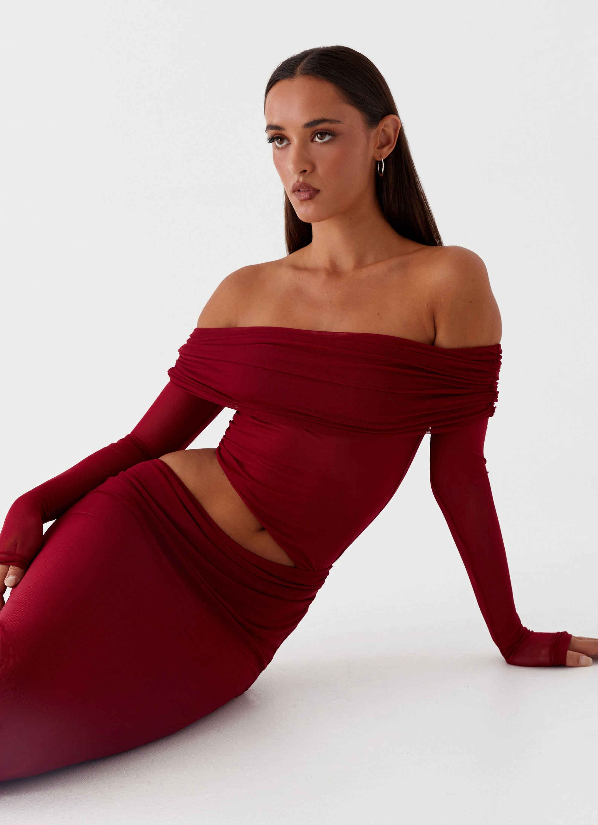 London Cool Button-front Emery Maxi Dress - Cherry Red
