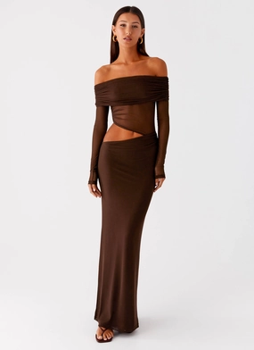 Easy Draping Emery Maxi Dress - Chocolate