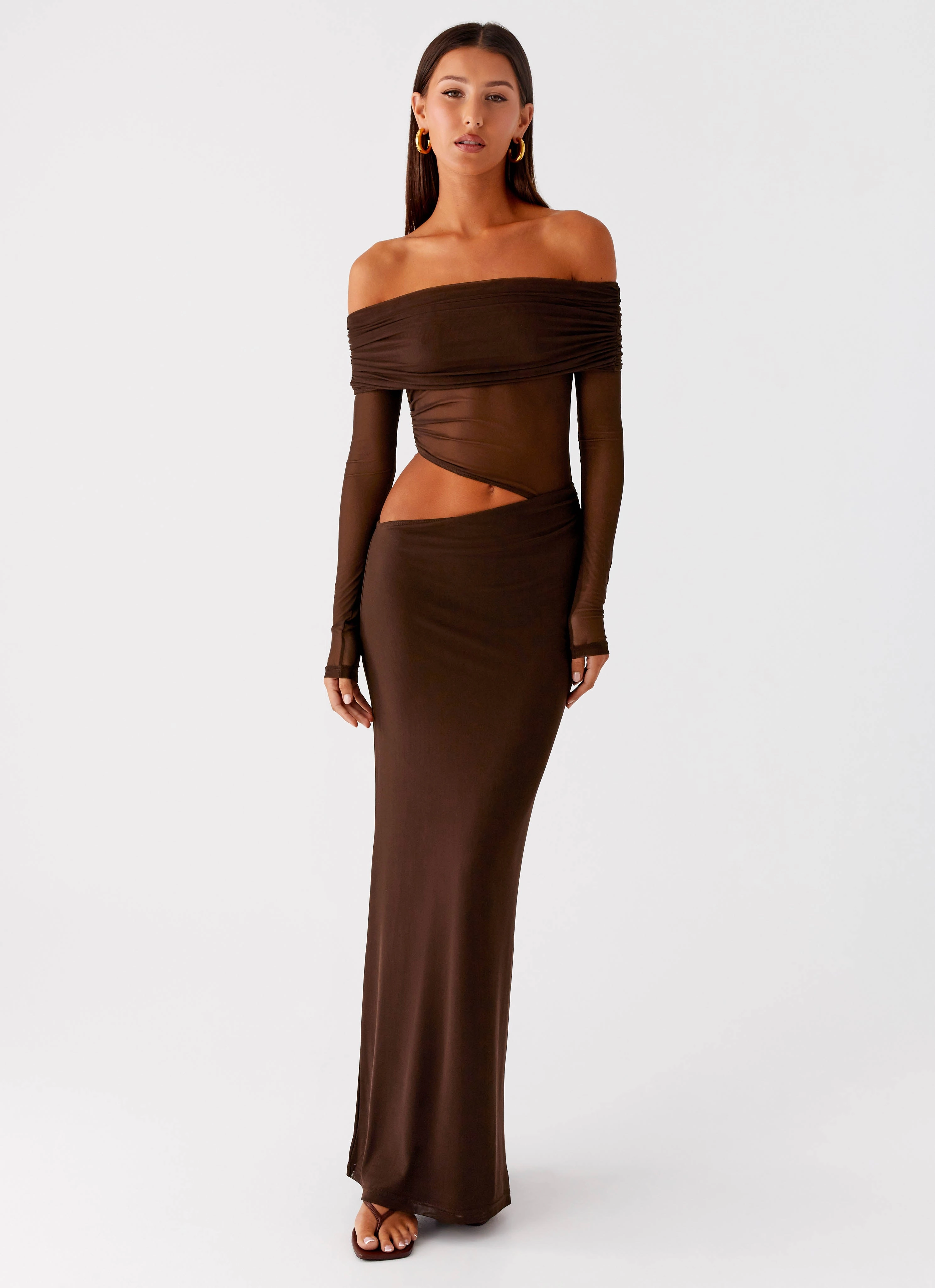 Easy Draping Emery Maxi Dress - Chocolate