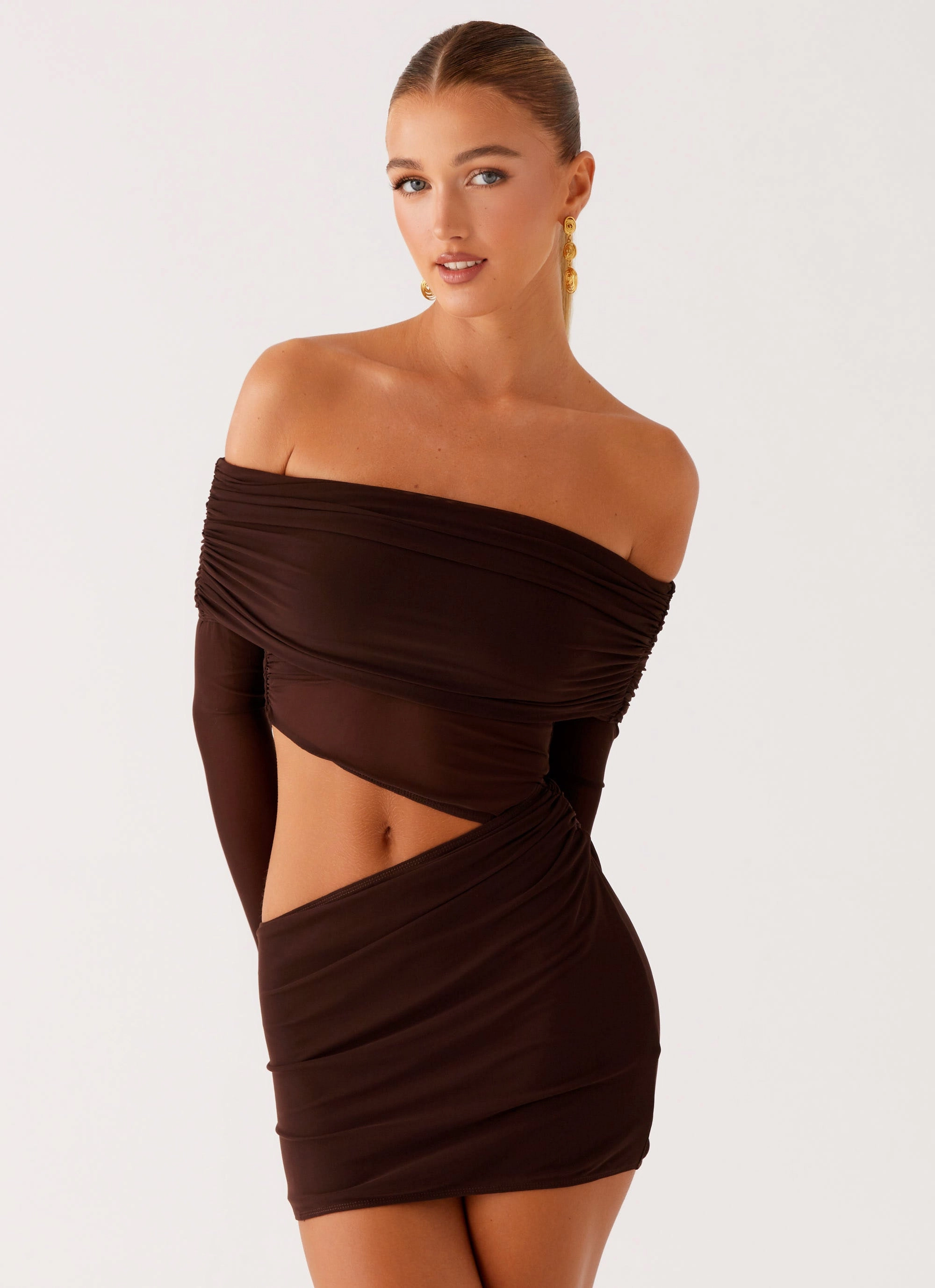Emery Mini Dress - Chocolate Clean Flow Harmonious Layers