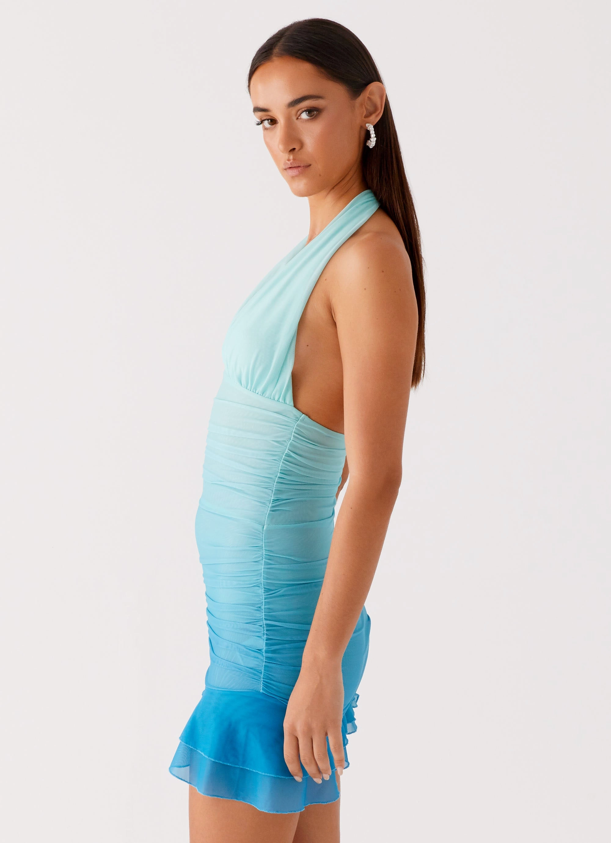 Gender Inclusive Emilio Halter Mini Dress - Blue Gradient