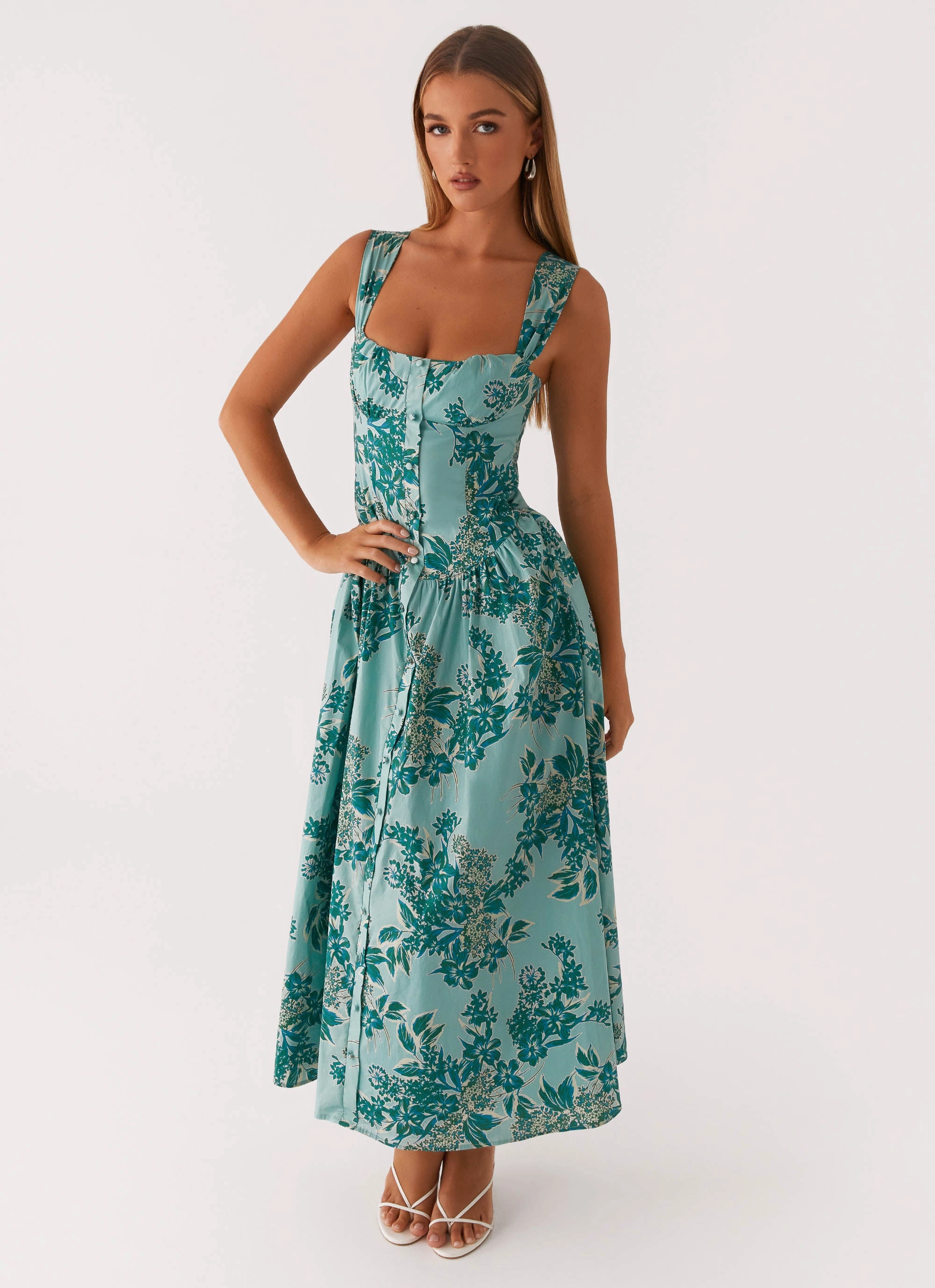 Emmalina Midi Dress - Cloud Nine Floral Pure Aesthetic
