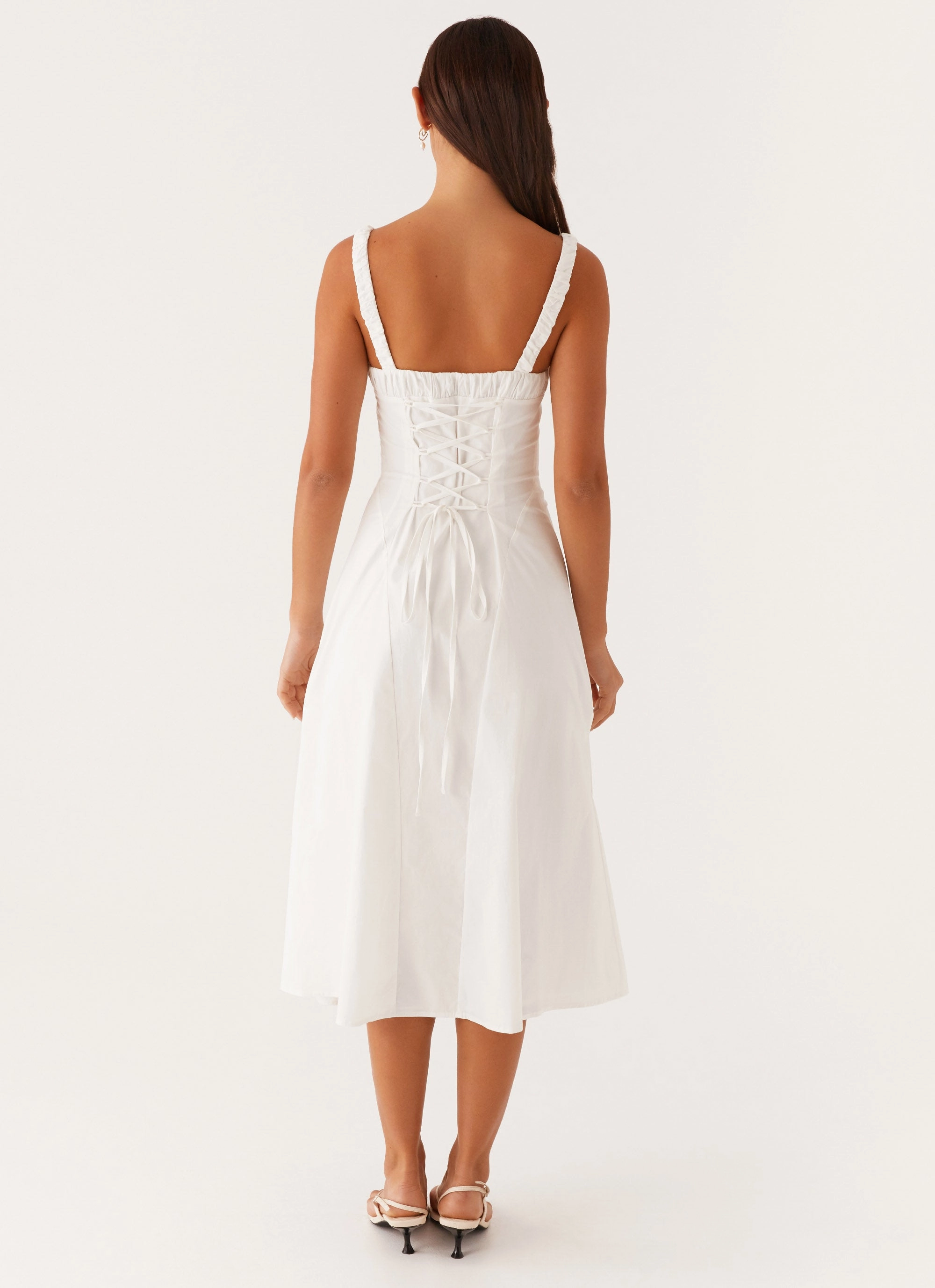 Enola Midi Dress - White Casual chic dress Balanced Tone