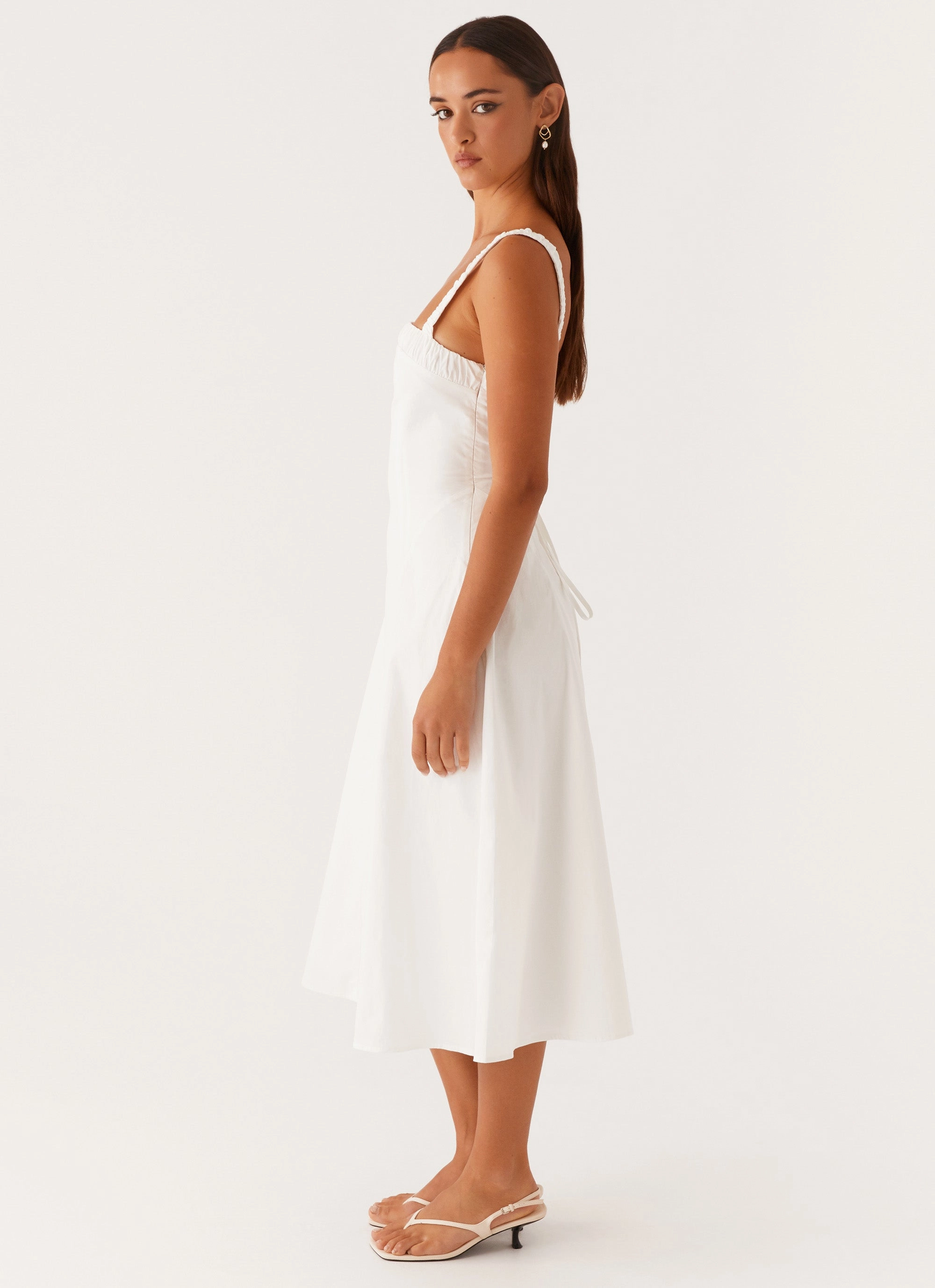 Enola Midi Dress - White Transitional Style