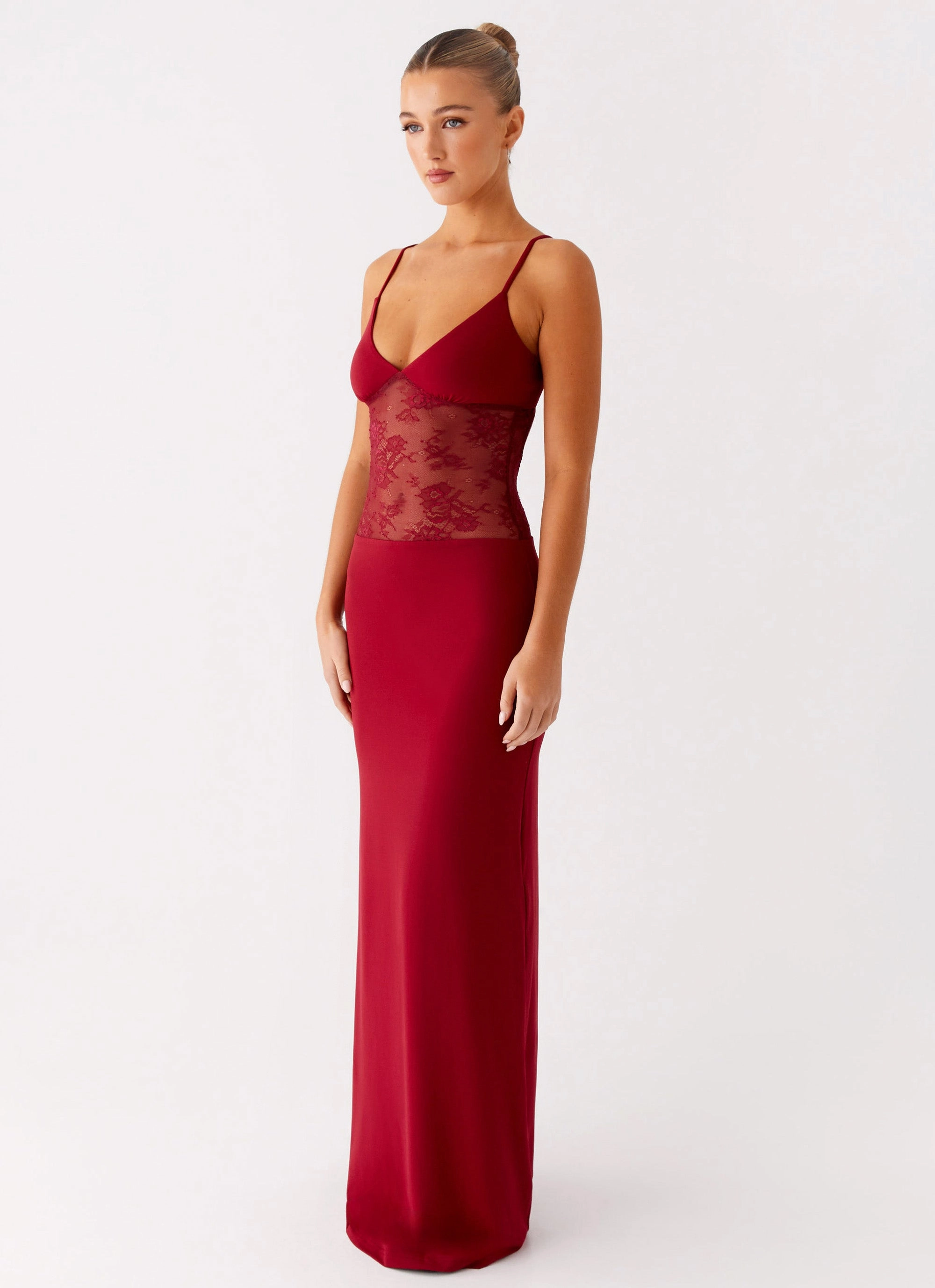 Neutral Aesthetic Envy Maxi Dress - Maroon