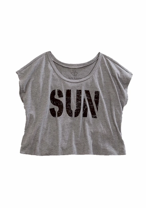Functional Fashion Tin Haul Womens SUN Crop Top Grey Cotton Blend S/S T-Shirt