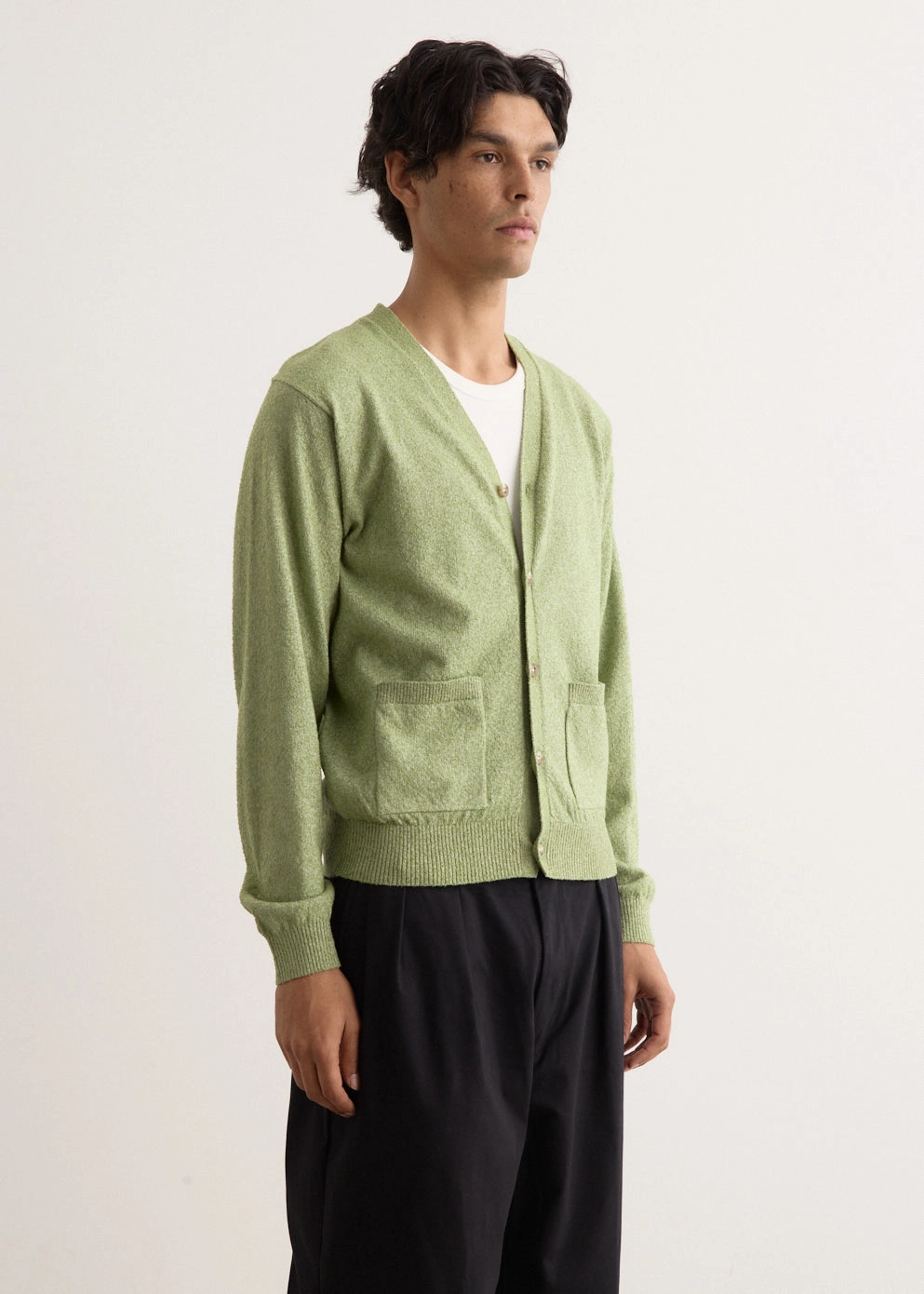 Adjustable Cuff Flexible Waistband Boucle Cardigan