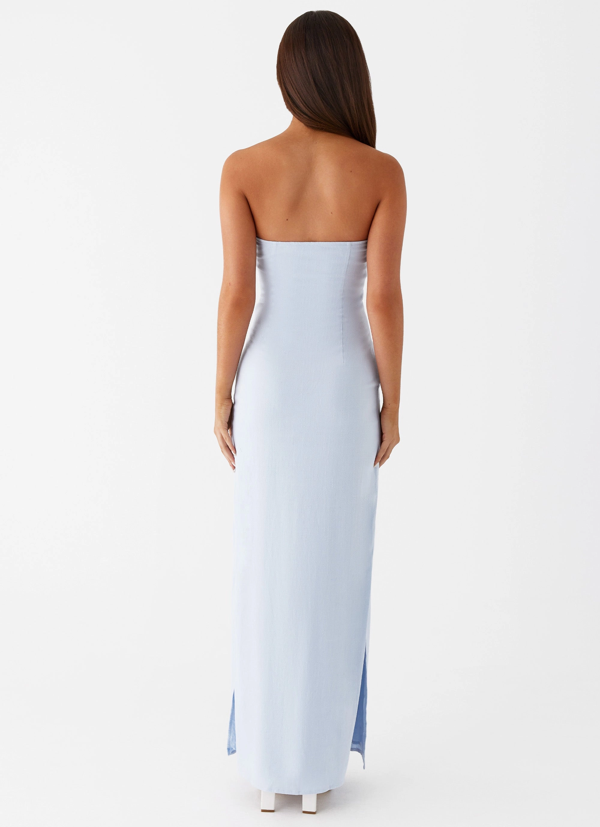 Esra Linen Strapless Maxi Dress - Blue Soft Wear