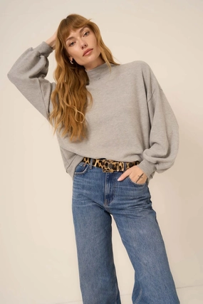 Love Language Mock Neck Top Cable Stitch Smart Wear