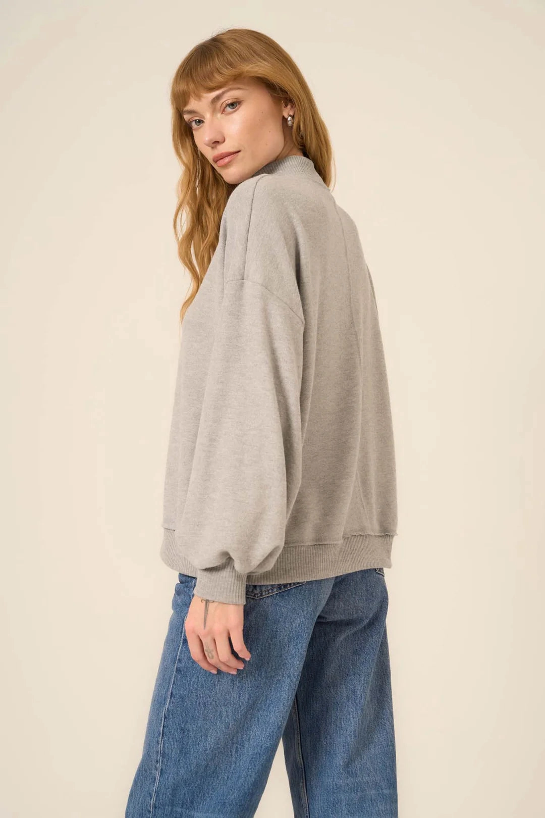 Warm And Comfortable Cozy Knit Look Love Language Mock Neck Top