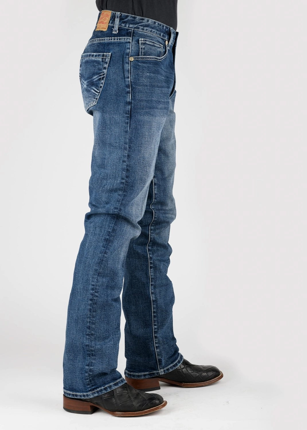 Stetson Mens 1211 Stretch Straight Leg Blue Cotton Blend Jeans Breathable Classic Wear Eco Friendly Casual Morning Stroll