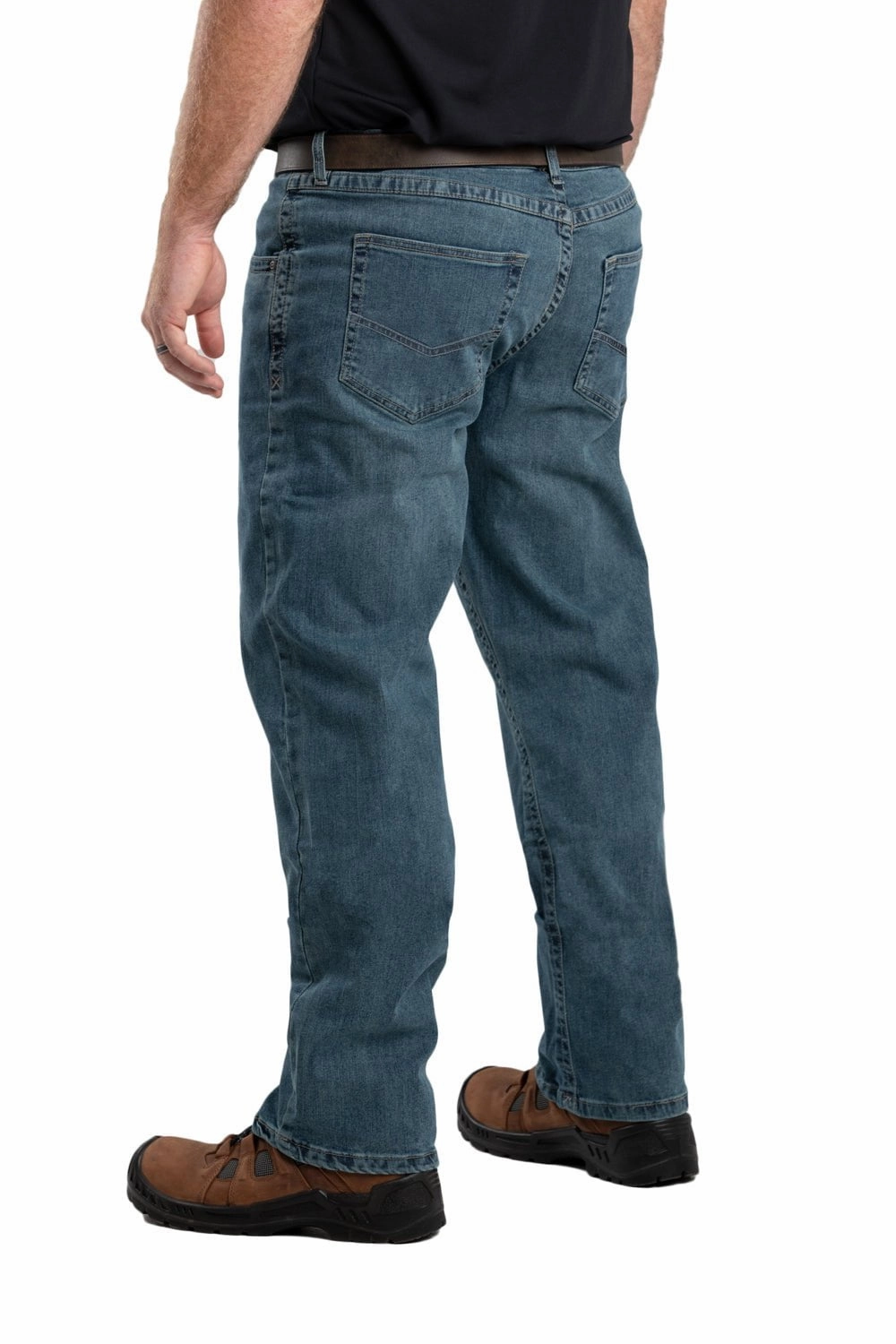 Stretch Denim Technology Selvedge Detailing Berne Mens Limestone Cotton Blend Highland Flex Bootcut Jeans