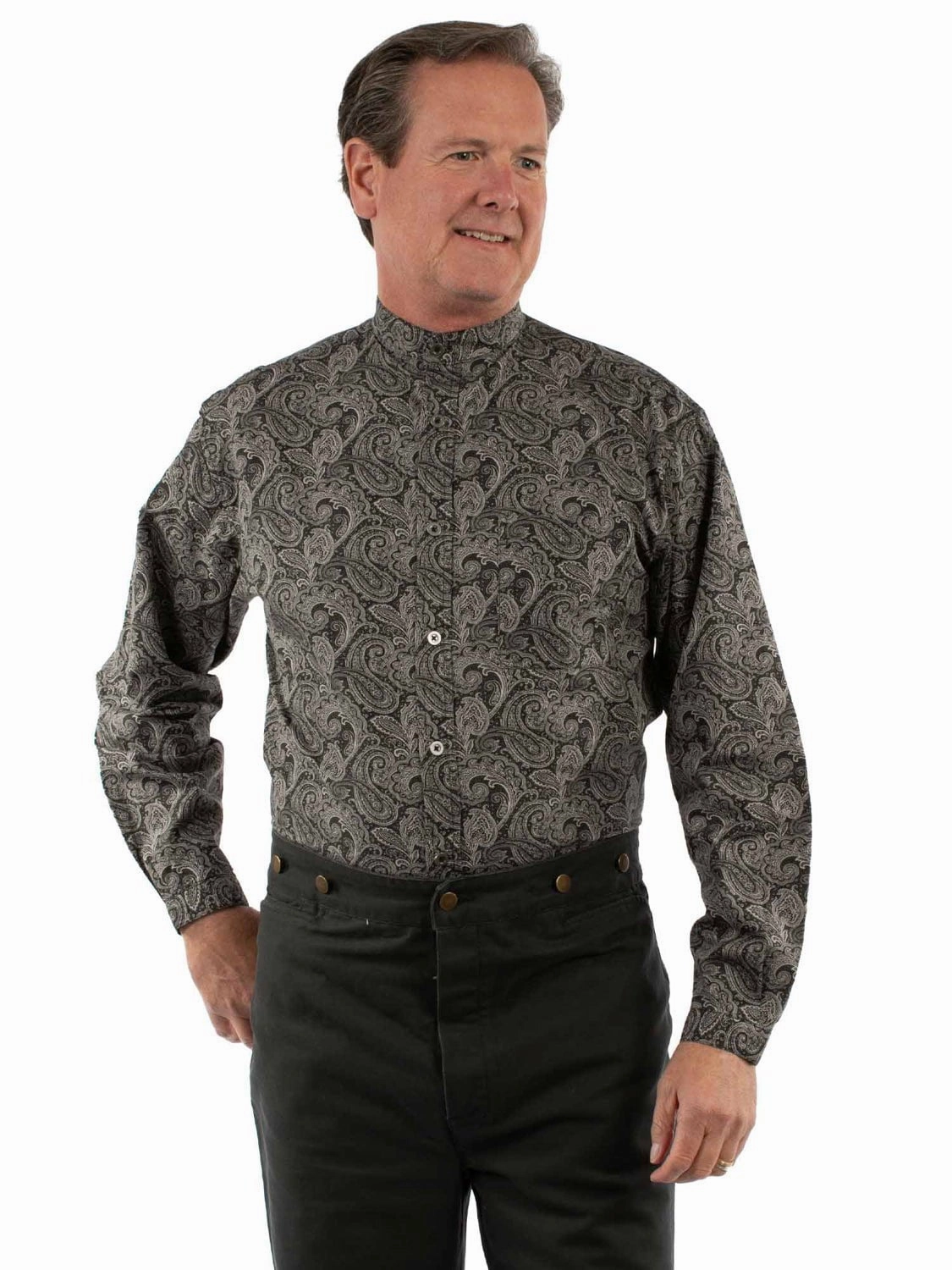 Sleeveless Cut Festival Outfit Scully Mens Big Paisley Black 100% Cotton L/S Shirt