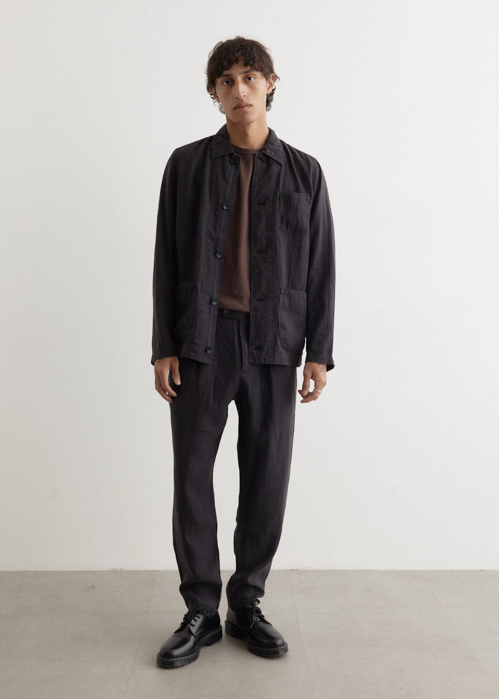 Zippered Pockets Evan Chore Linen Jacket