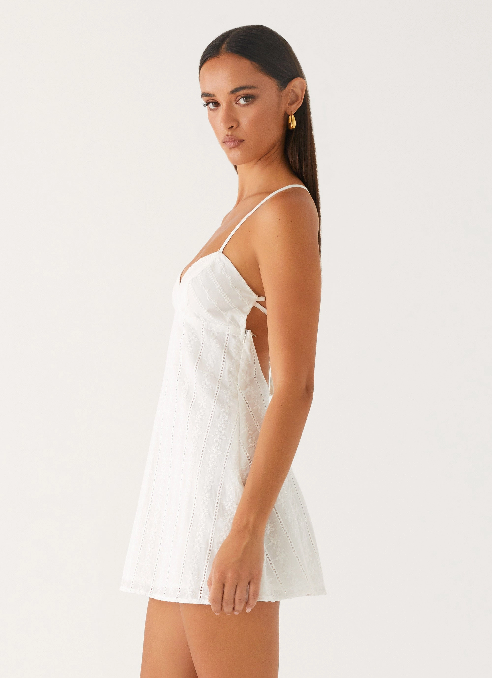 Inara Mini Dress - Ivory Feminine Style Sleeveless Cut