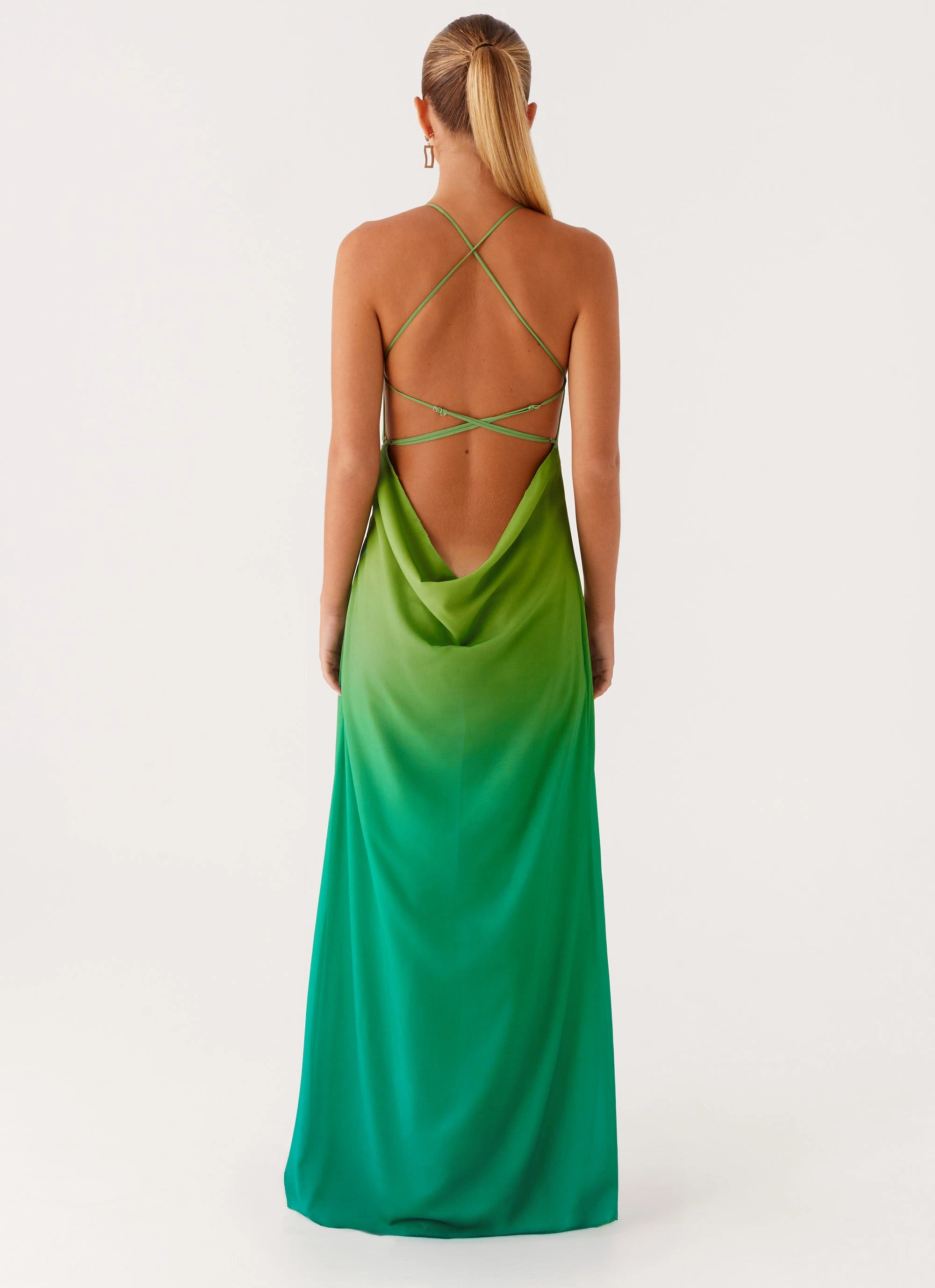 Adjustable-Straps Gift-Worthy Opposites Attract Maxi Dress - Green Ombre