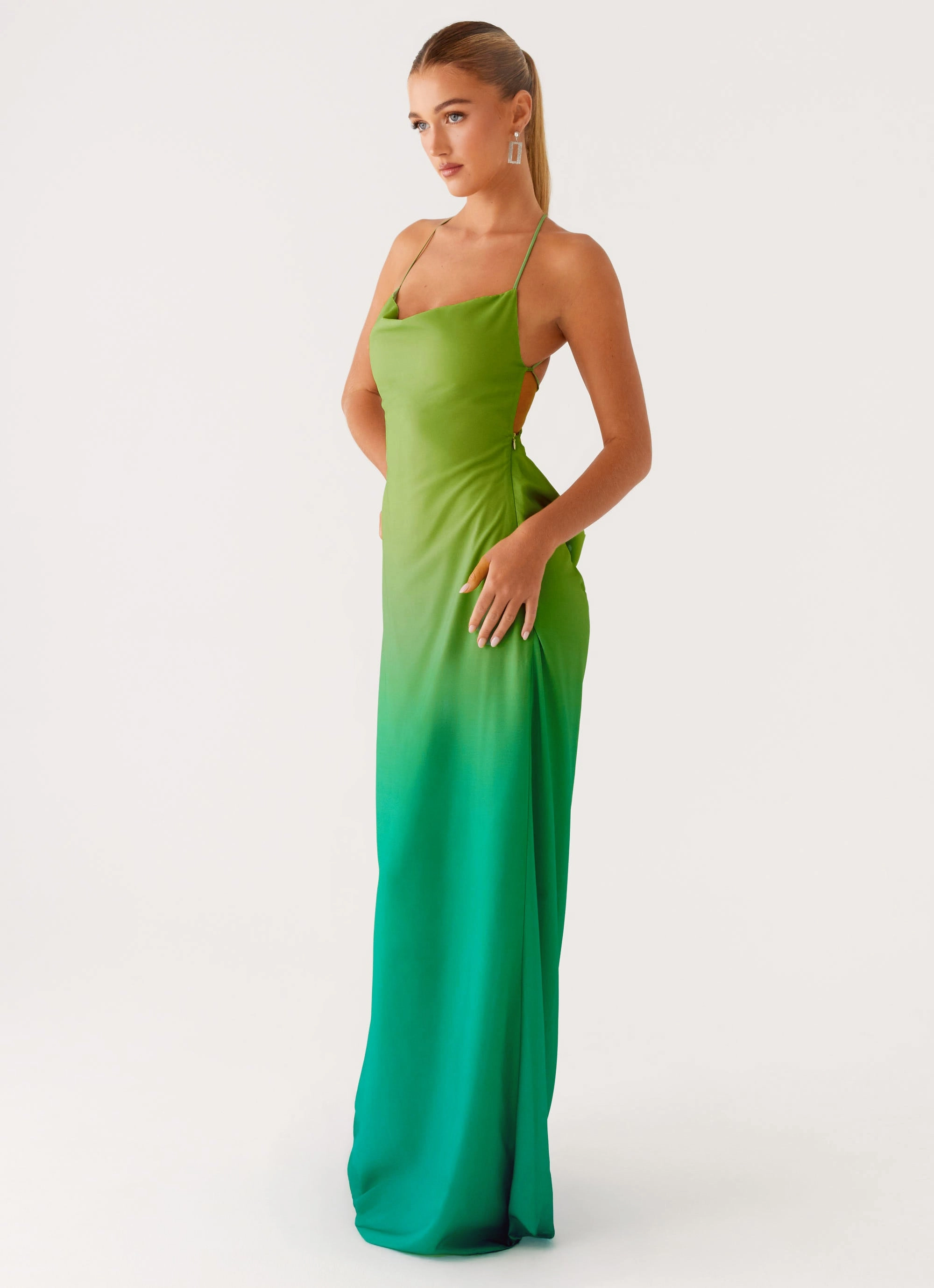 Opposites Attract Maxi Dress - Green Ombre Style Blend Flattering Shape Wear