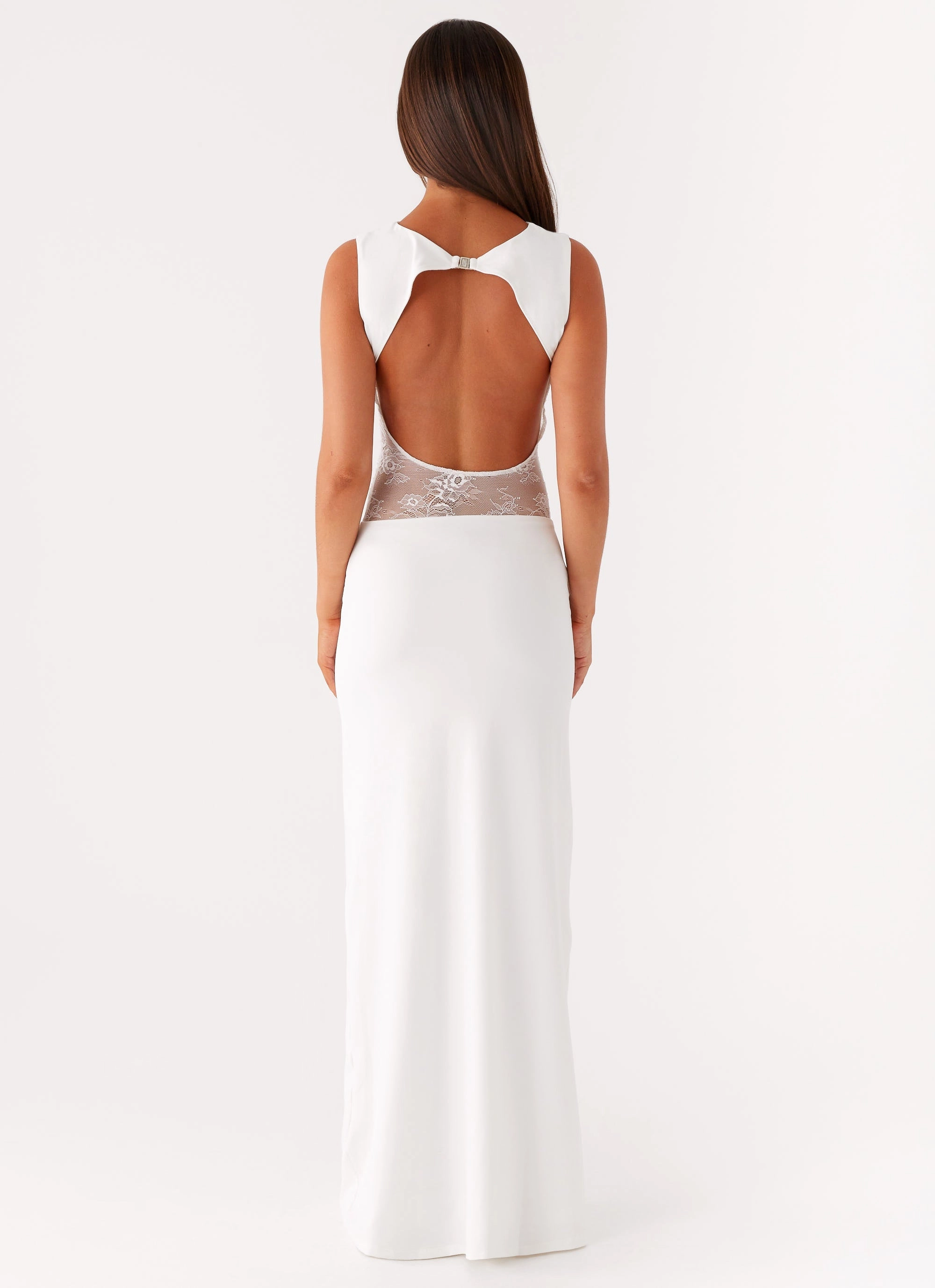 Medina Lace Maxi Dress - White Flattering and Effortless Elegant Fabric
