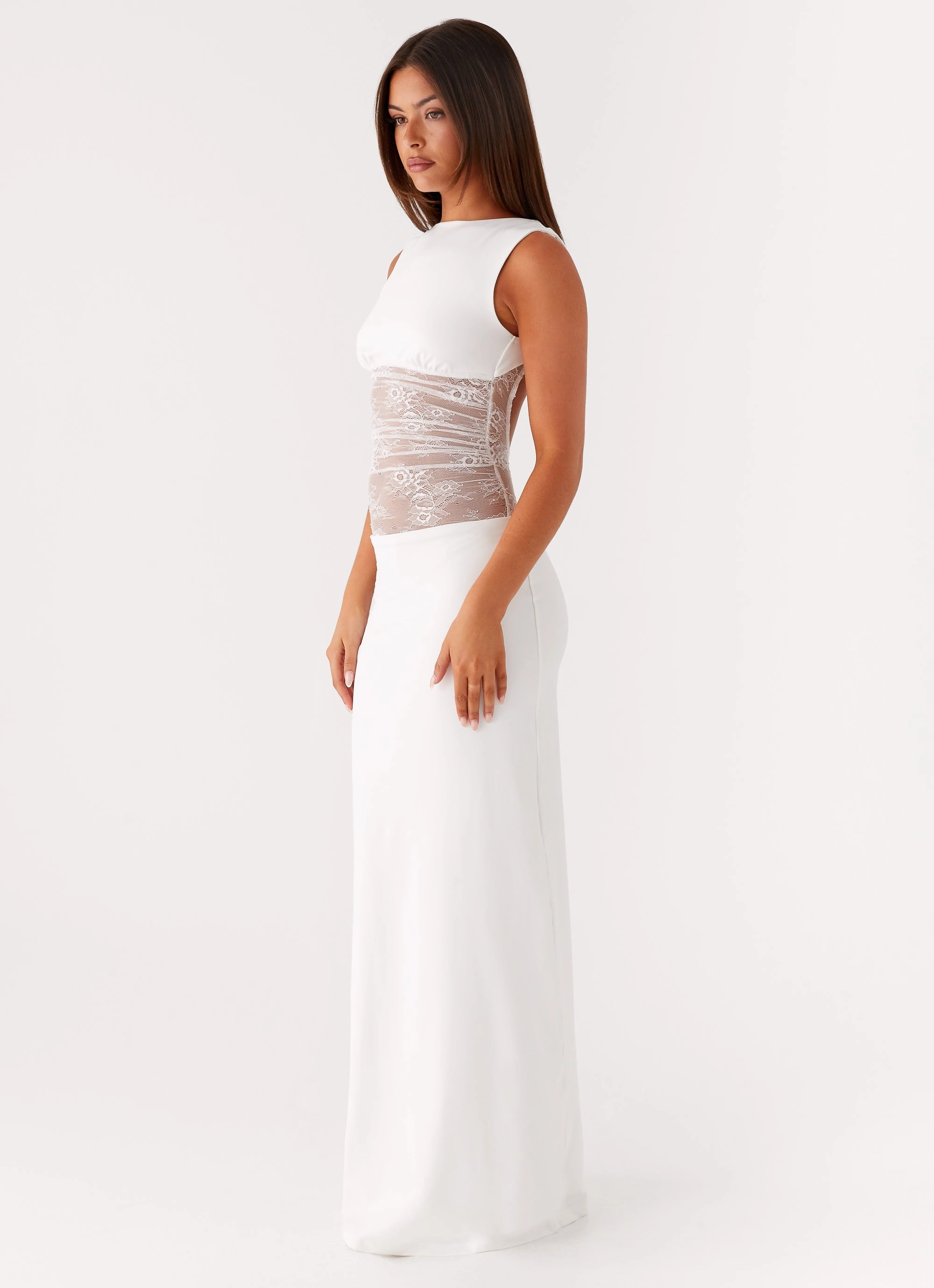 Polished Finish Medina Lace Maxi Dress - White