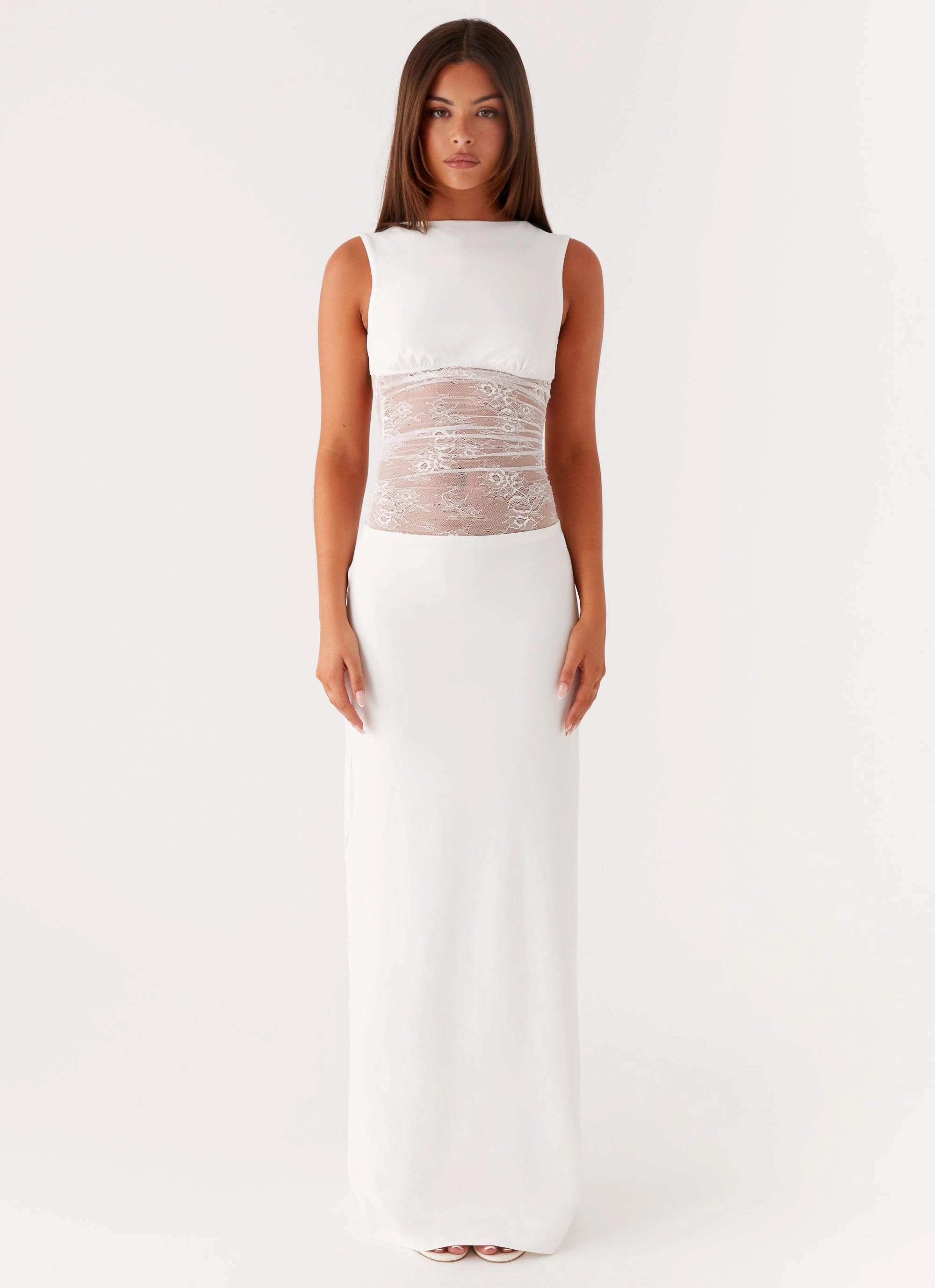 light layering Medina Lace Maxi Dress - White