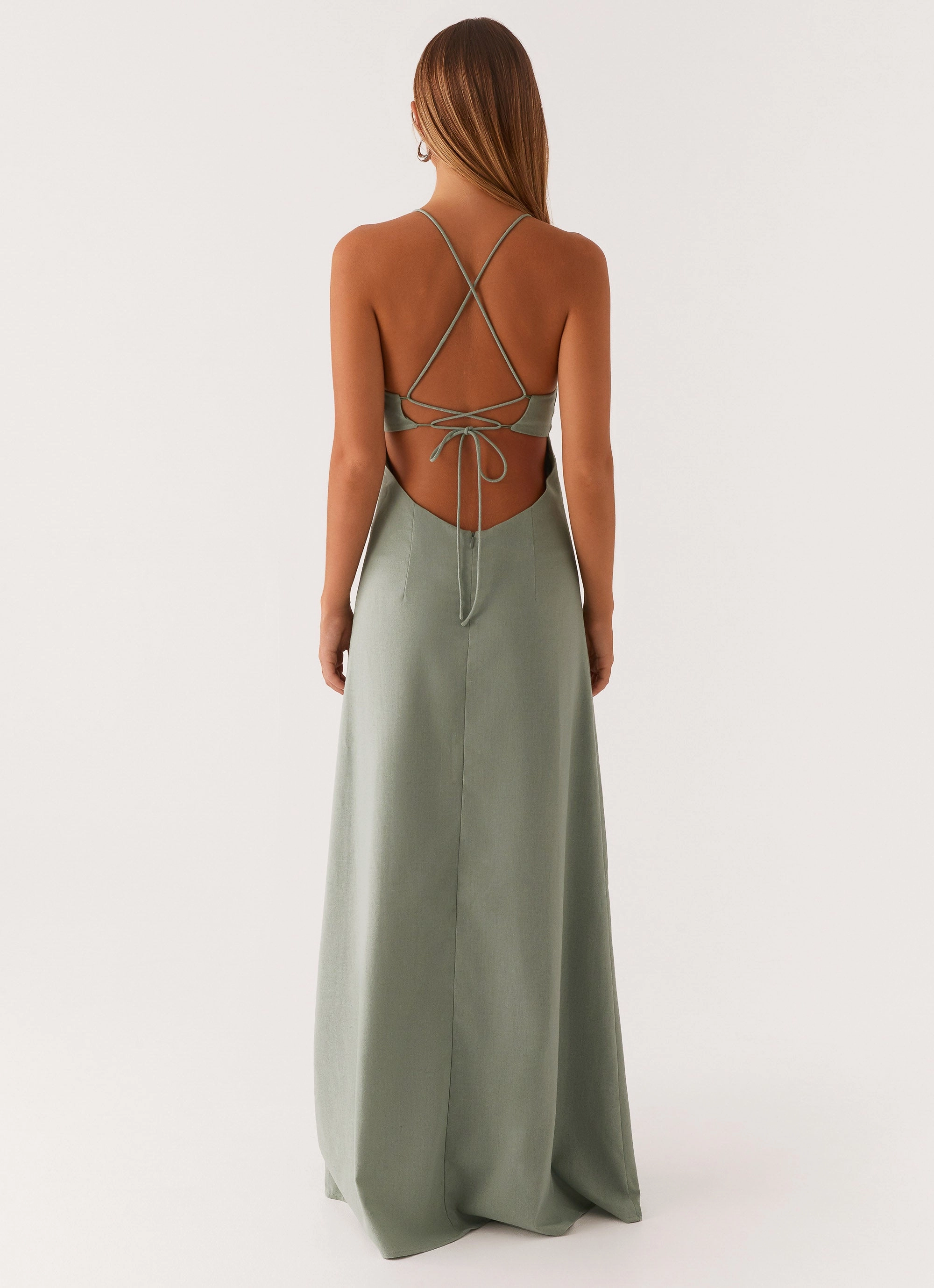 Middle Ground Linen Maxi Dress - Sage Minimalist-Style Vibrant Light