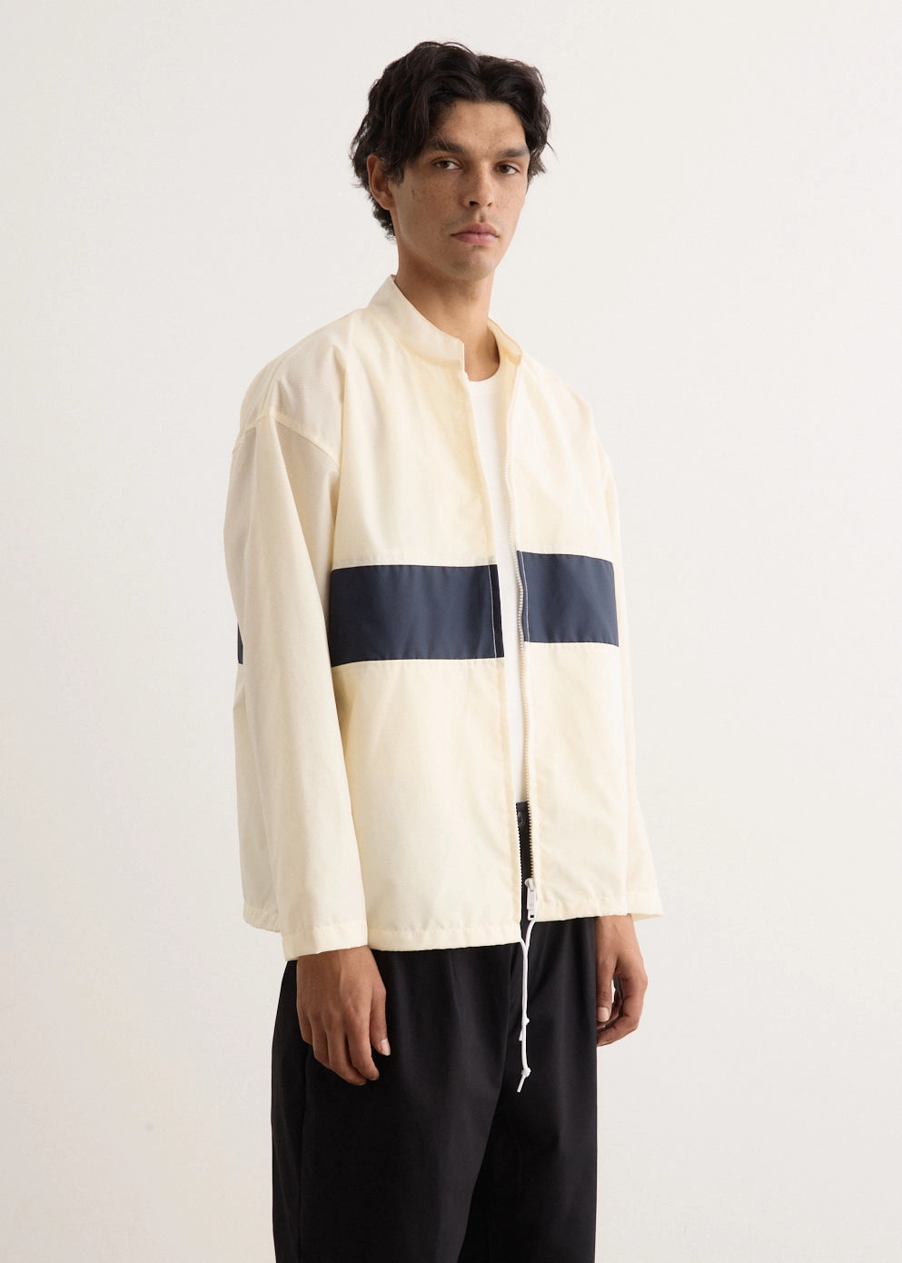 Casual Chill Look Stripe Nylon Oxford Boat Jacket
