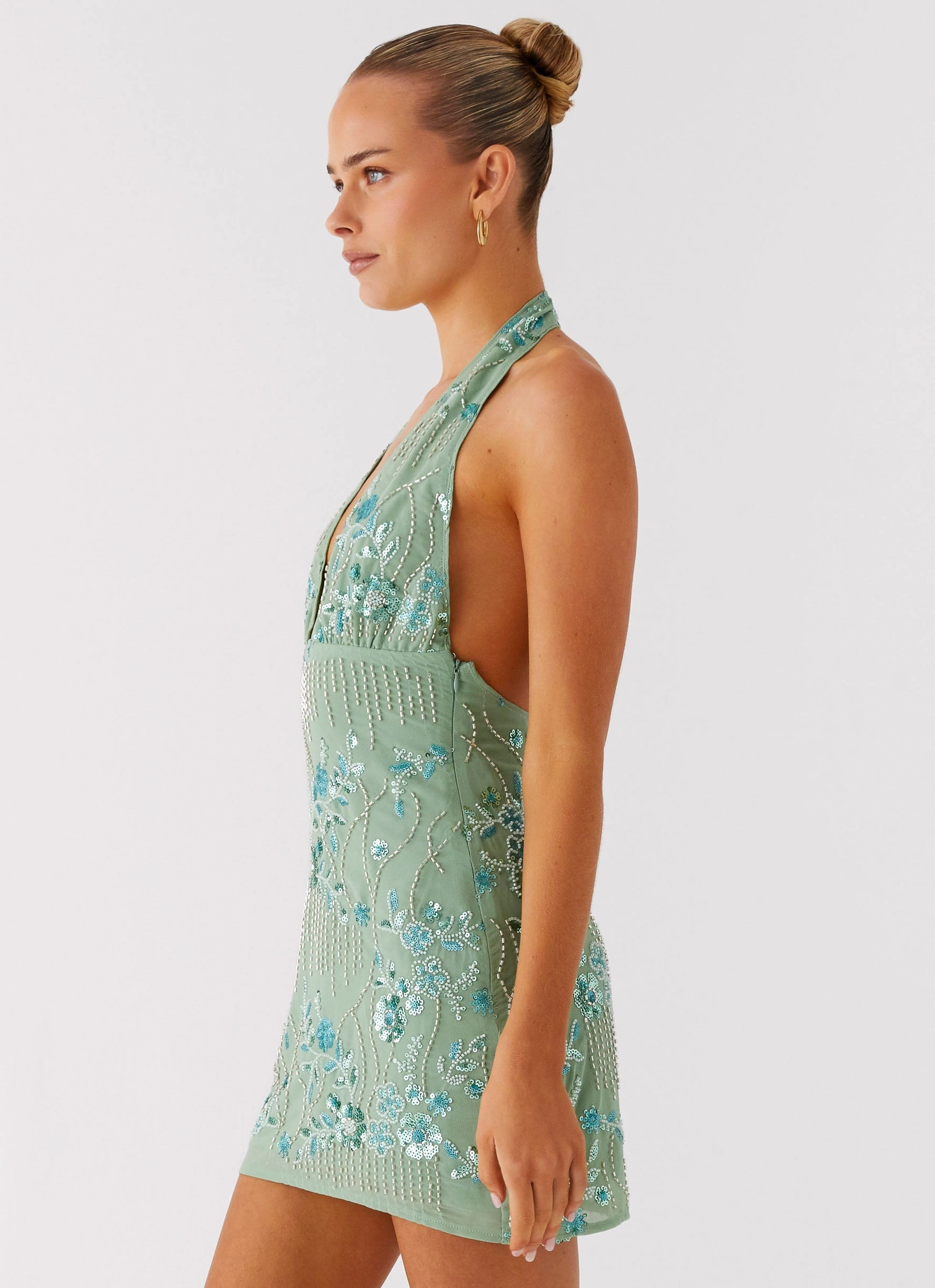 Inner Smile Monet Beaded Mini Dress - Mint