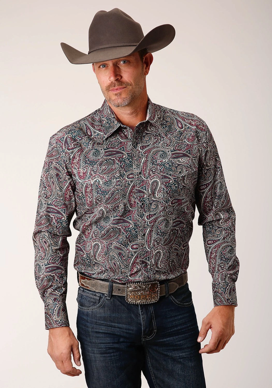 Roper Mens Old Time Paisley Multi-Color 100% Cotton L/S Shirt Boho chic
