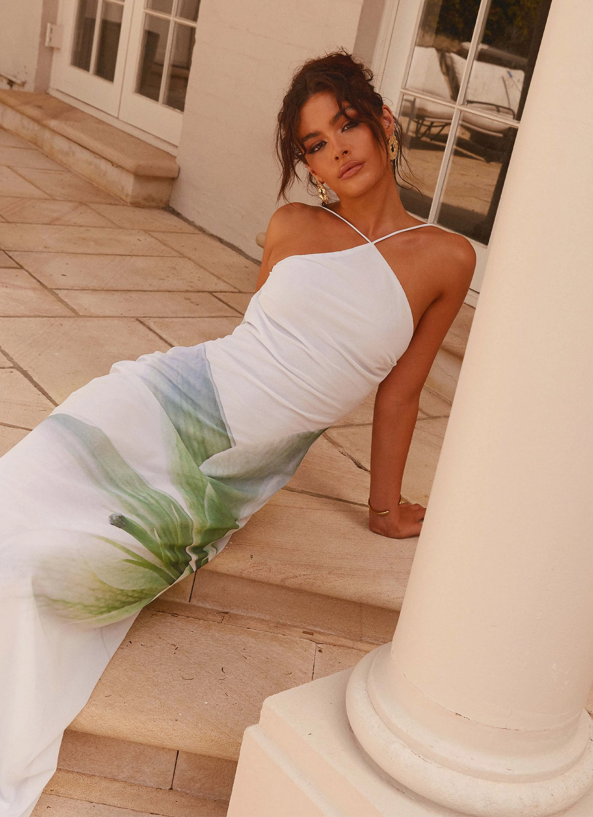 Minimalist fit-and-flare solo wear Blossom Hearts Maxi Dress - Dahlia Ash