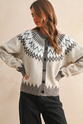 Fair Isle Patterned Cardigan Fashionable knitwear