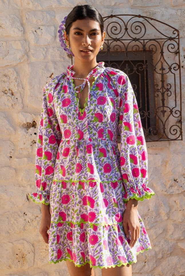 Luna Mini Dress in Neon Camelia Chic Design