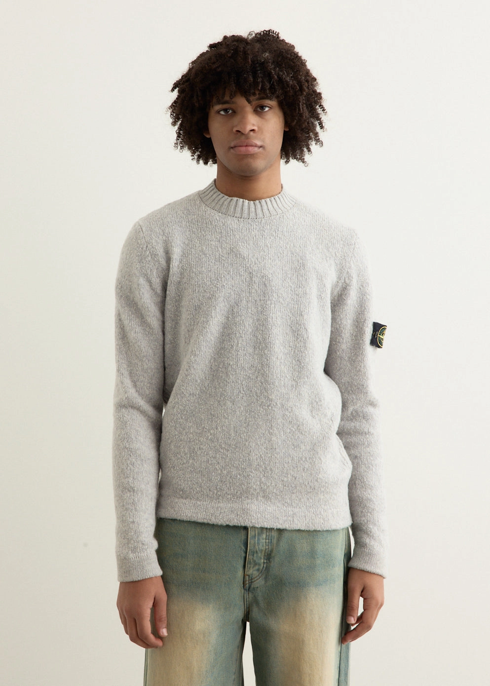 GarmentDyed Effect Functional Drape Fancy Yarn With Contrast Stitch Sweater