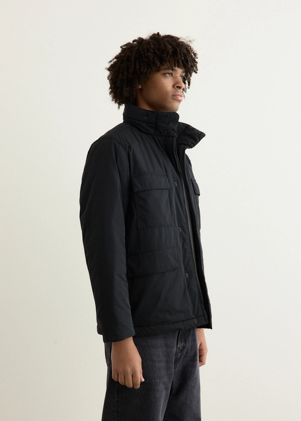 Padded Micro Twill Field Jacket Reinforced Shoulders