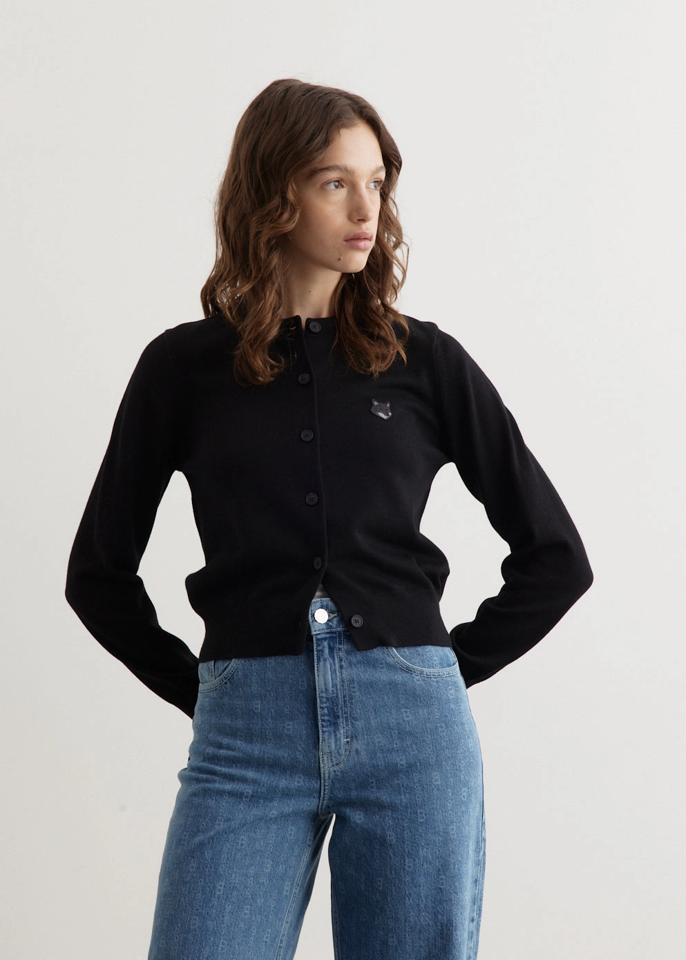 Bold Fox Head Patch Regular Cardigan SweaterSpecific Detergent Guide