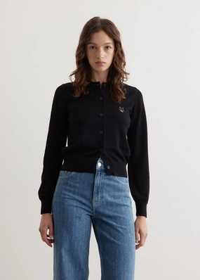 Contrast Stitch Bold Fox Head Patch Regular Cardigan