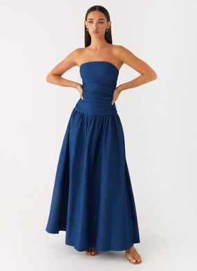 LayeredHemline Carmel Denim Maxi Dress - Indigo