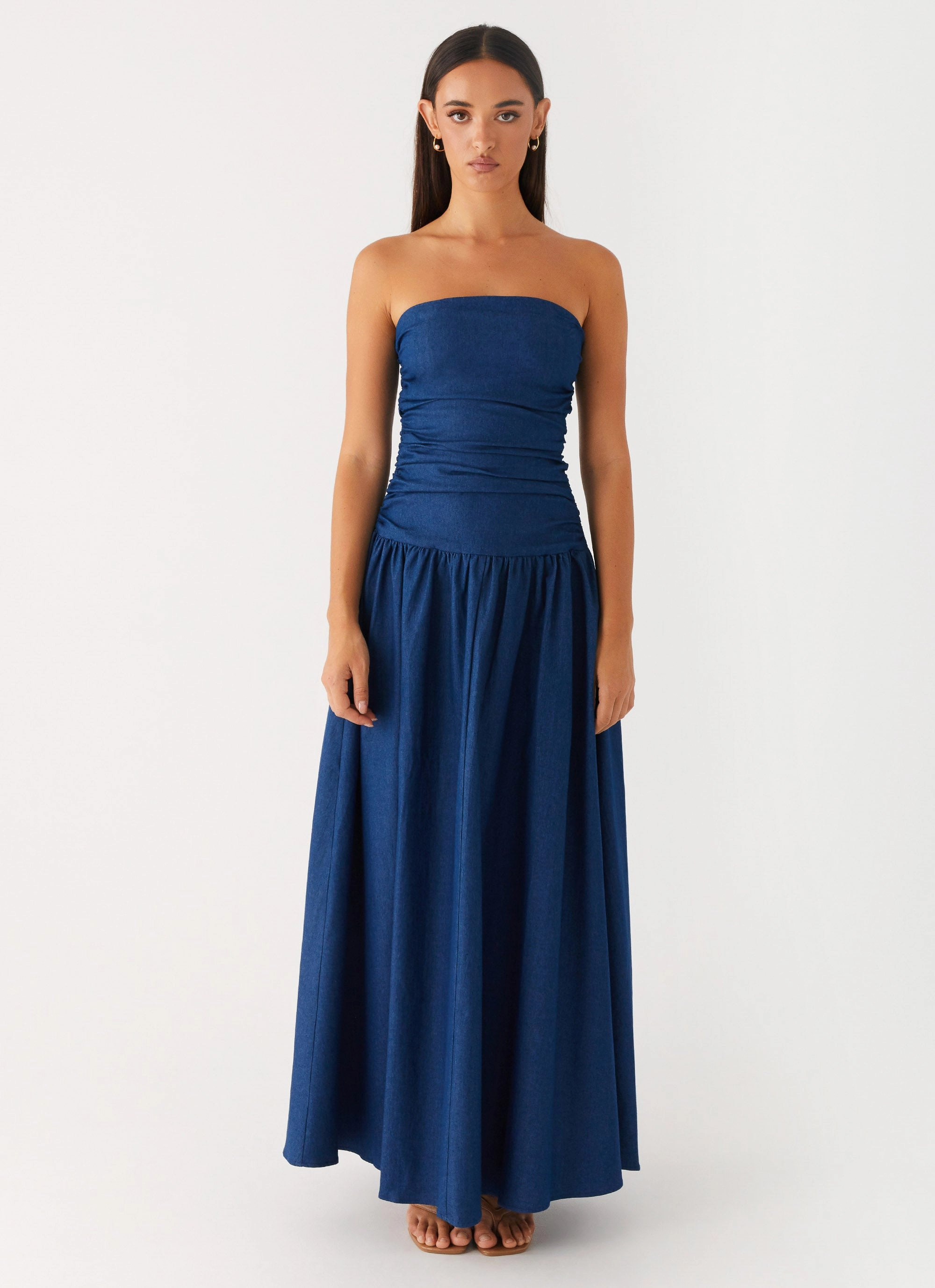 Carmel Denim Maxi Dress - Indigo Layering-Piece