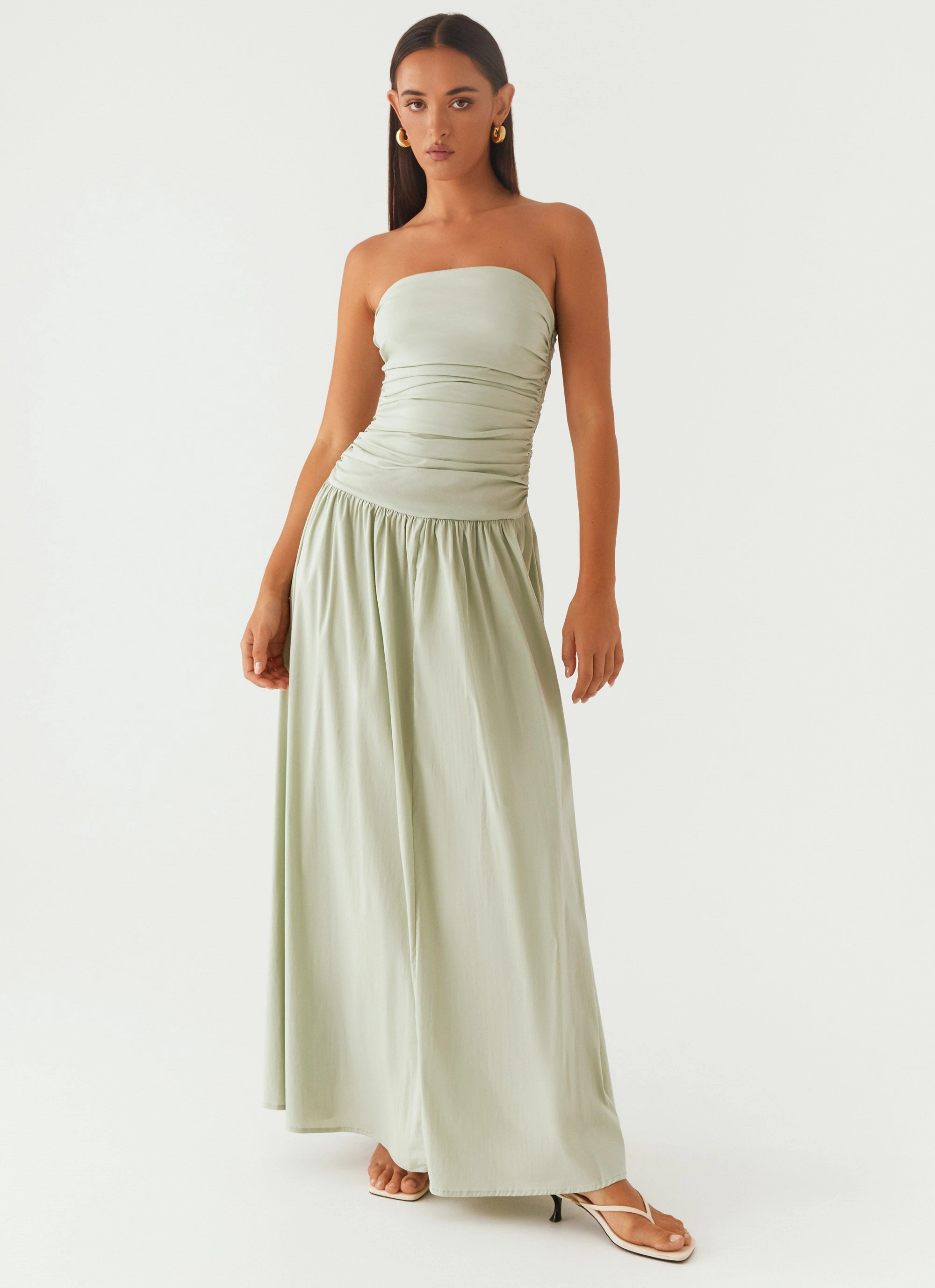 Polite Tone Carmel Maxi Dress - Sage